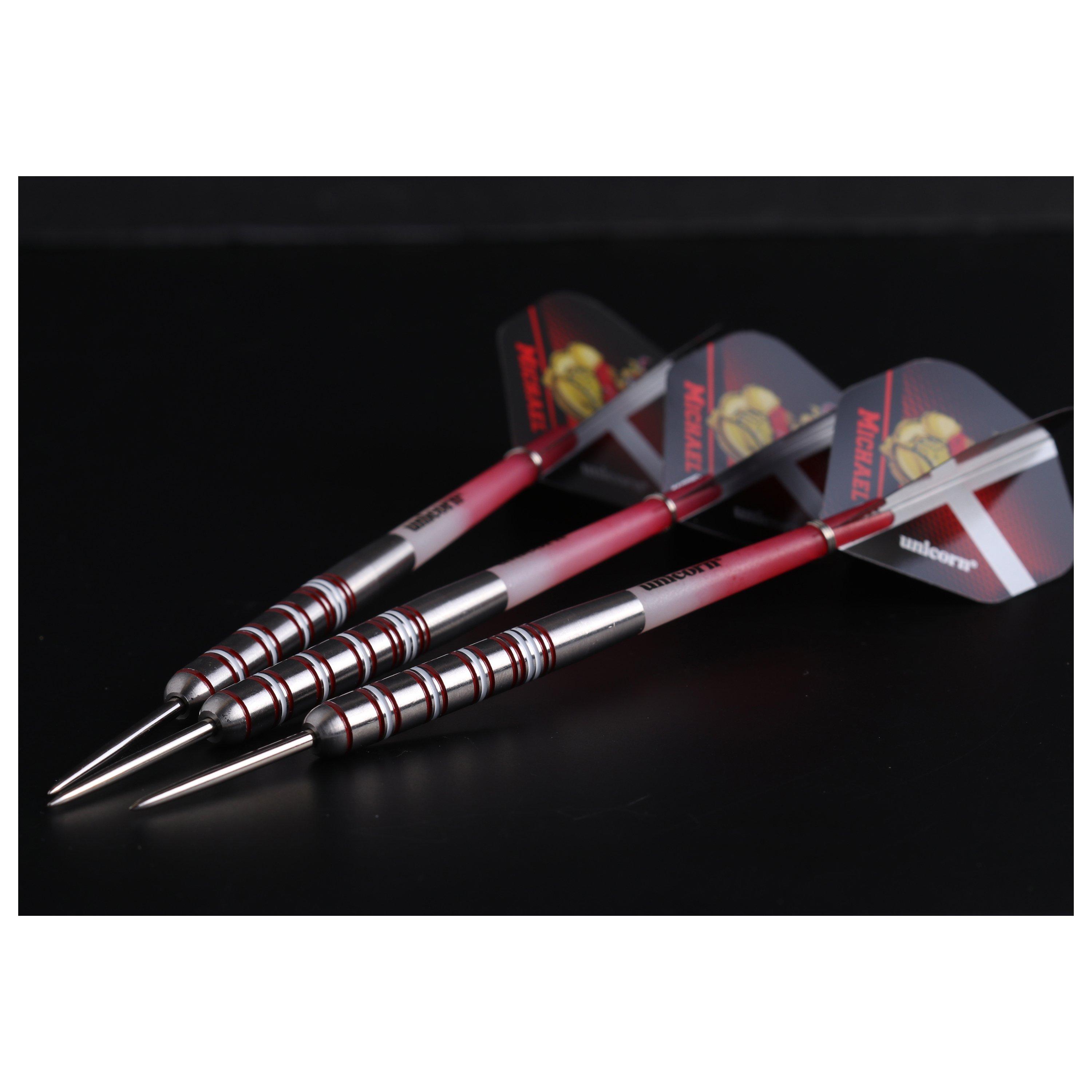 - - Unicorn Darts - Steel Tip Darts Set | Level 4 | James 'The Machine' Wade | Tungsten Barrels with Black and Red Rings - 6