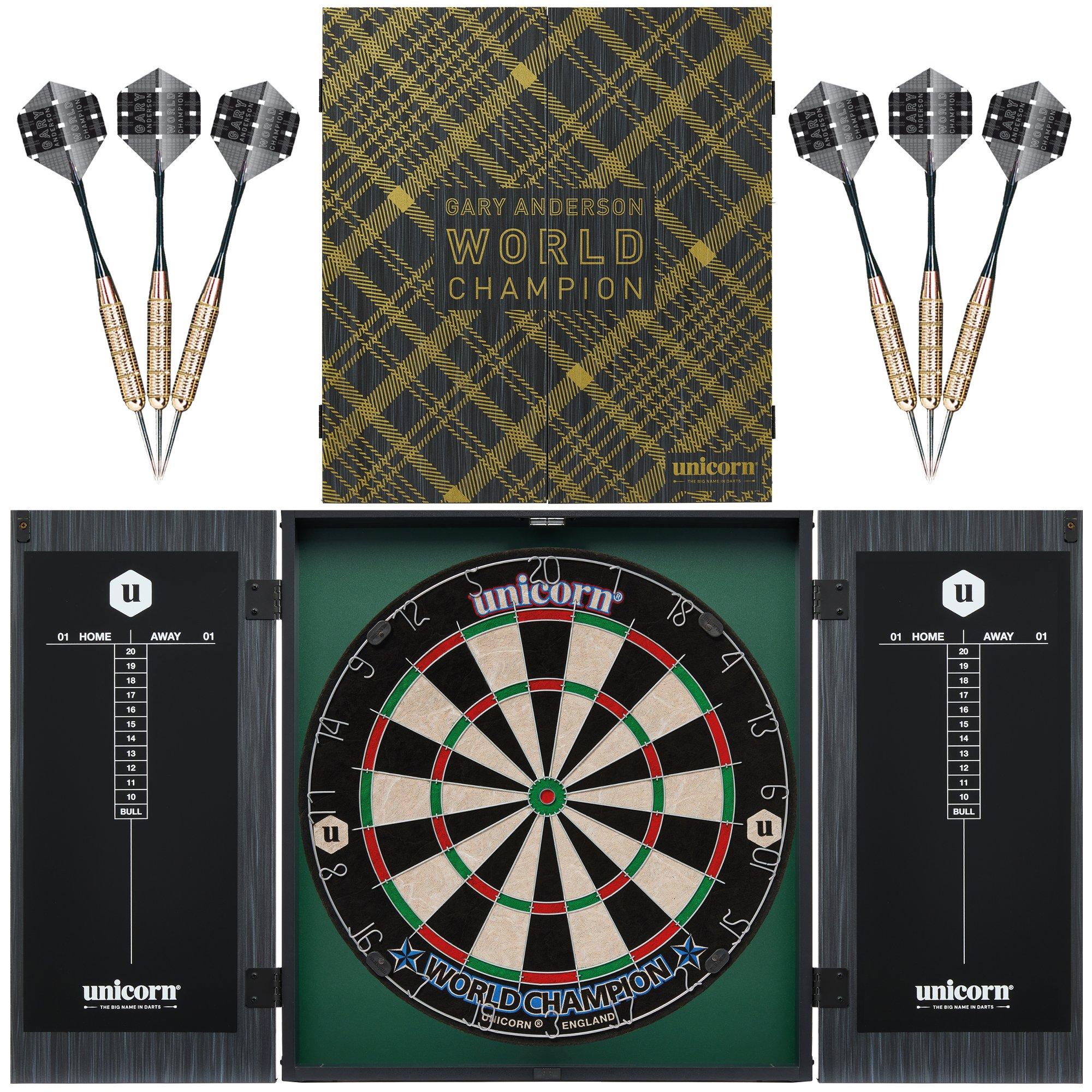 - - Unicorn Darts - Gary Anderson World Champion Dartboard & Deluxe Cabinet Set Adults - 1