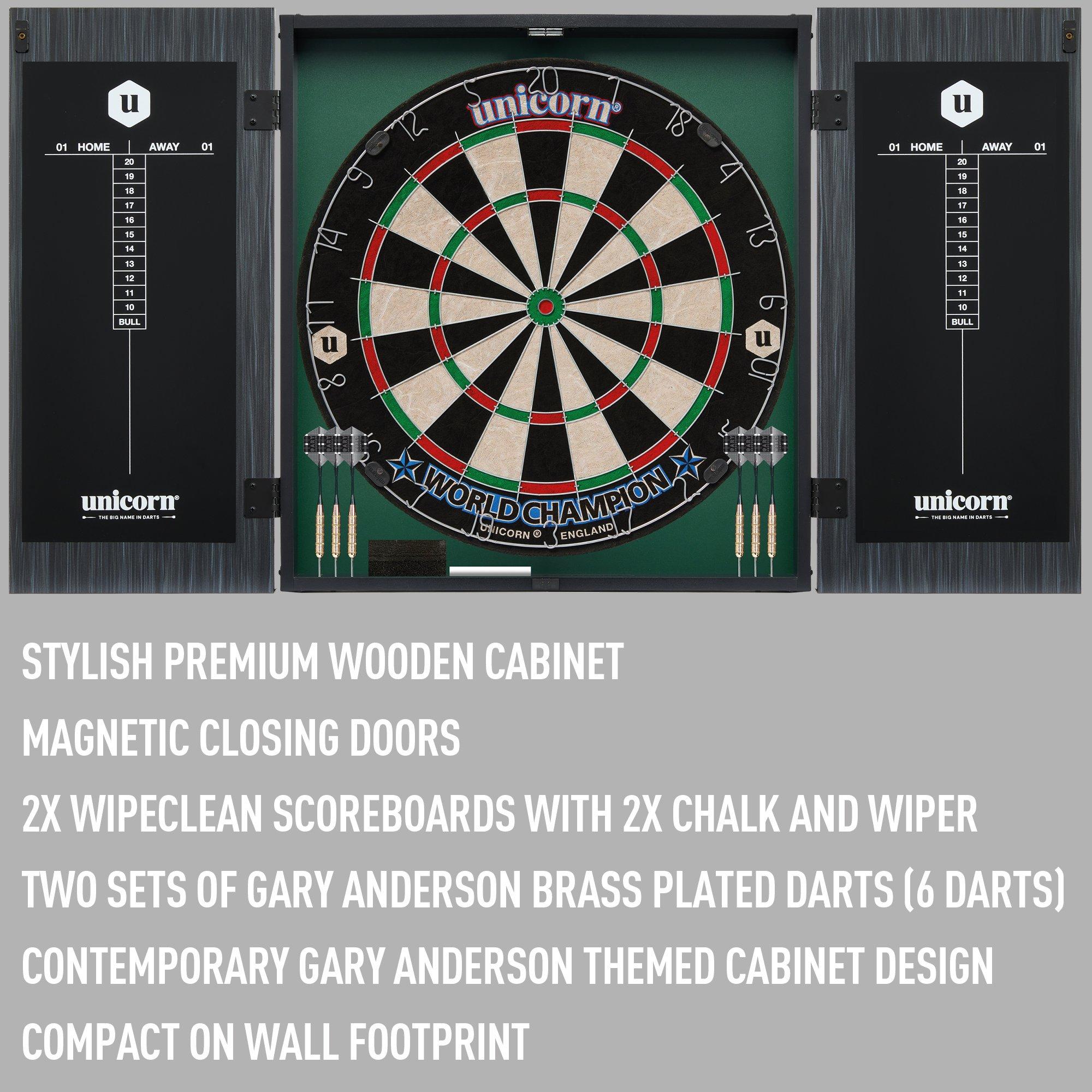 - - Unicorn Darts - Gary Anderson World Champion Dartboard & Deluxe Cabinet Set Adults - 4