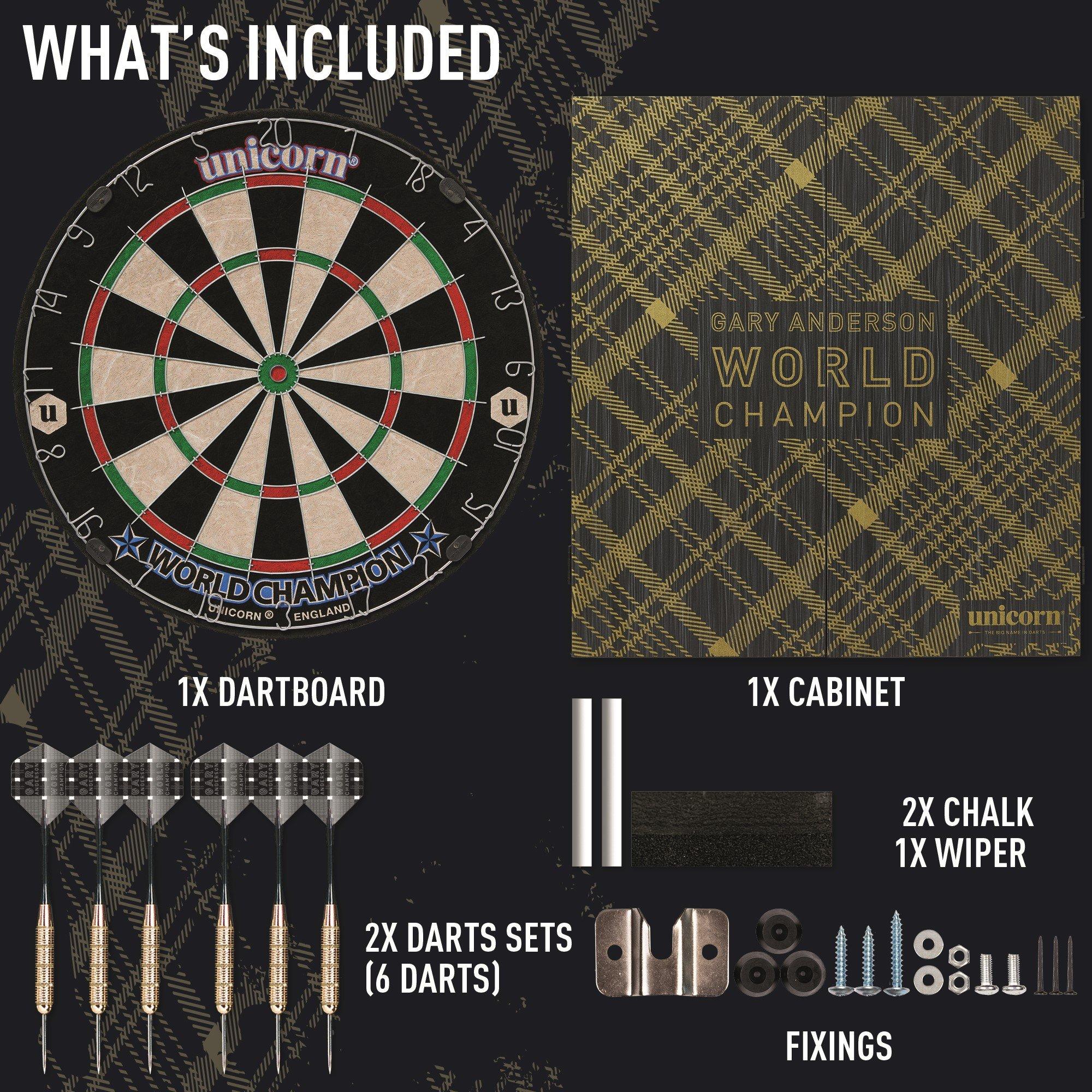 - - Unicorn Darts - Gary Anderson World Champion Dartboard & Deluxe Cabinet Set Adults - 6