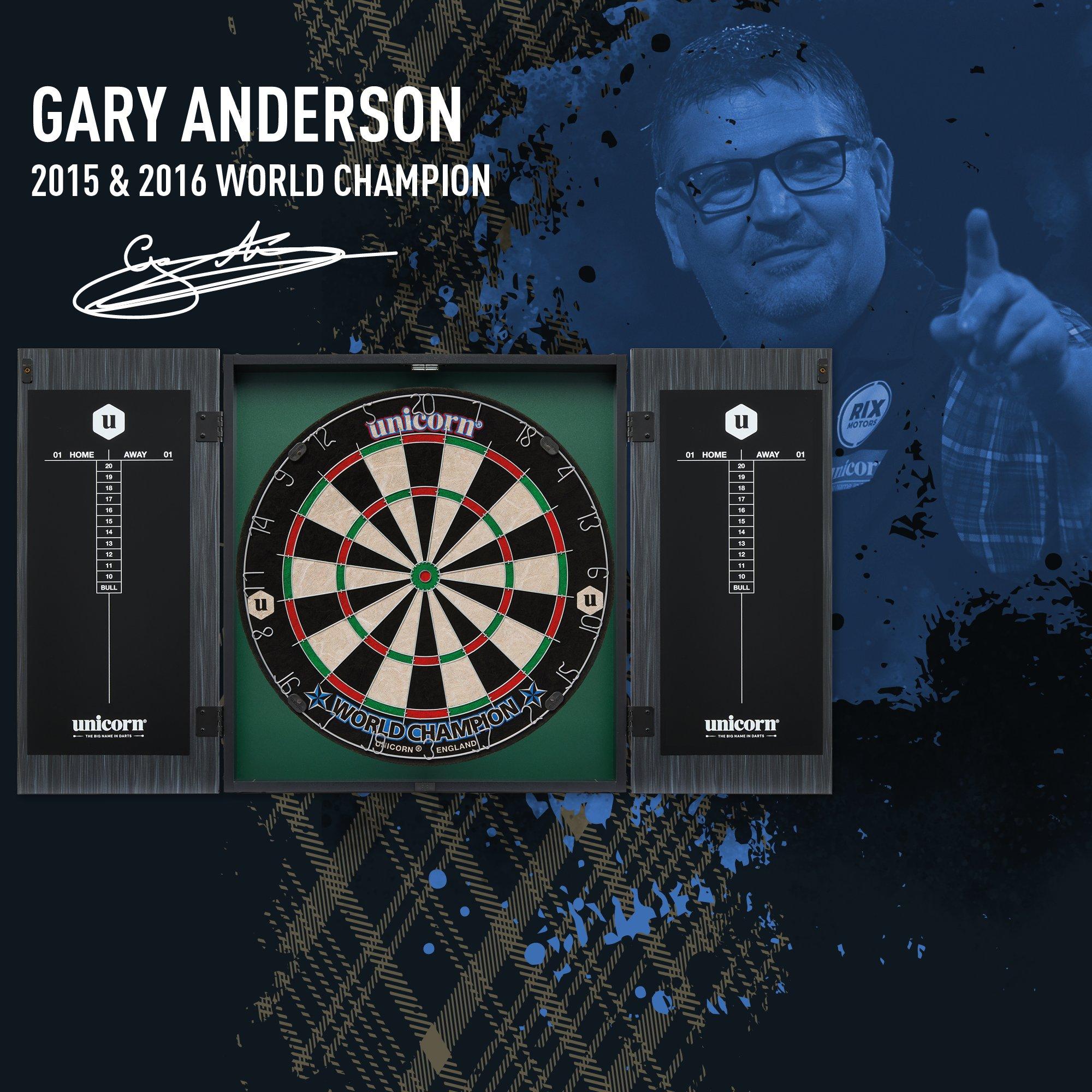 - - Unicorn Darts - Gary Anderson World Champion Dartboard & Deluxe Cabinet Set Adults - 7