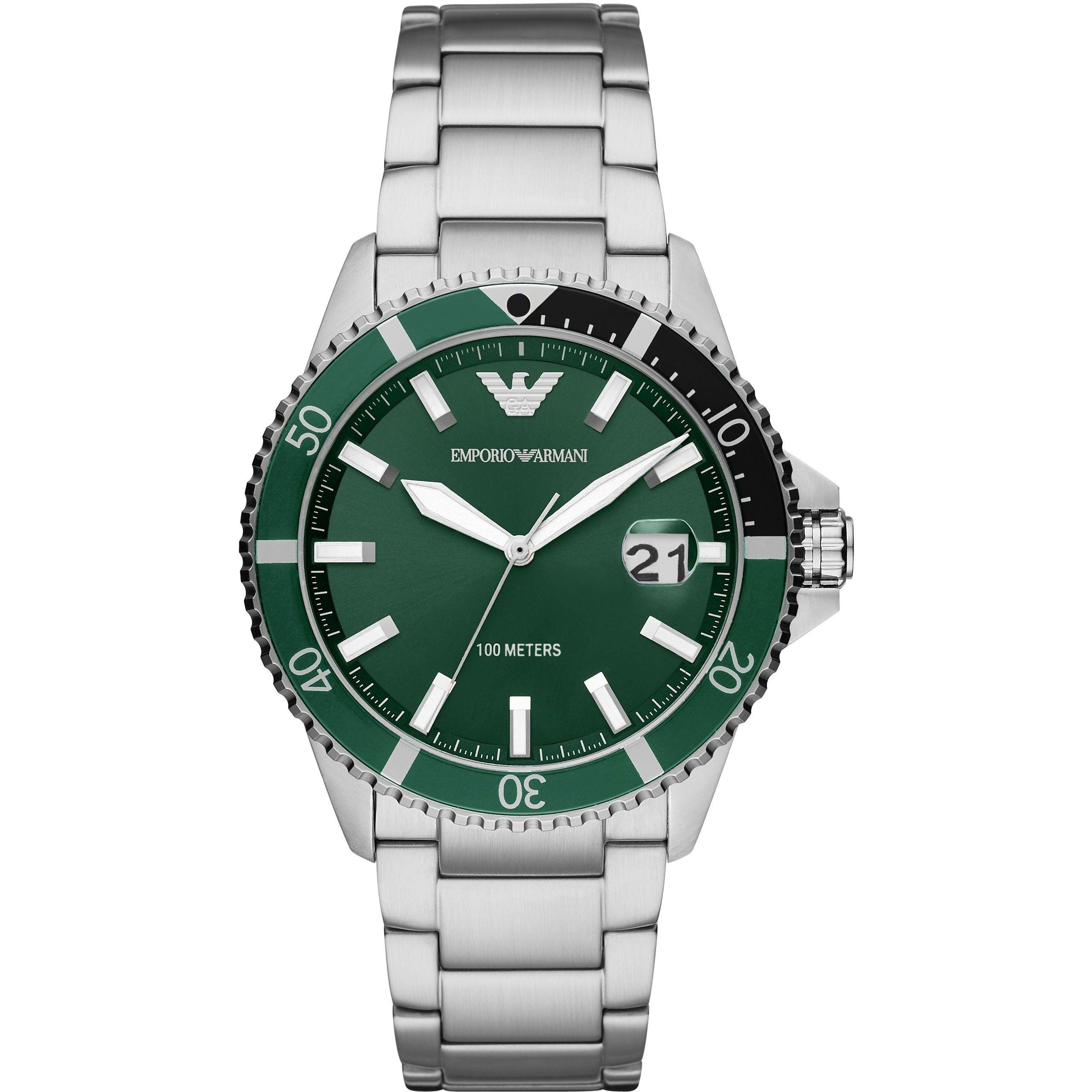 Emporio Armani Men's Emporio Diver Watch - Silver/Green