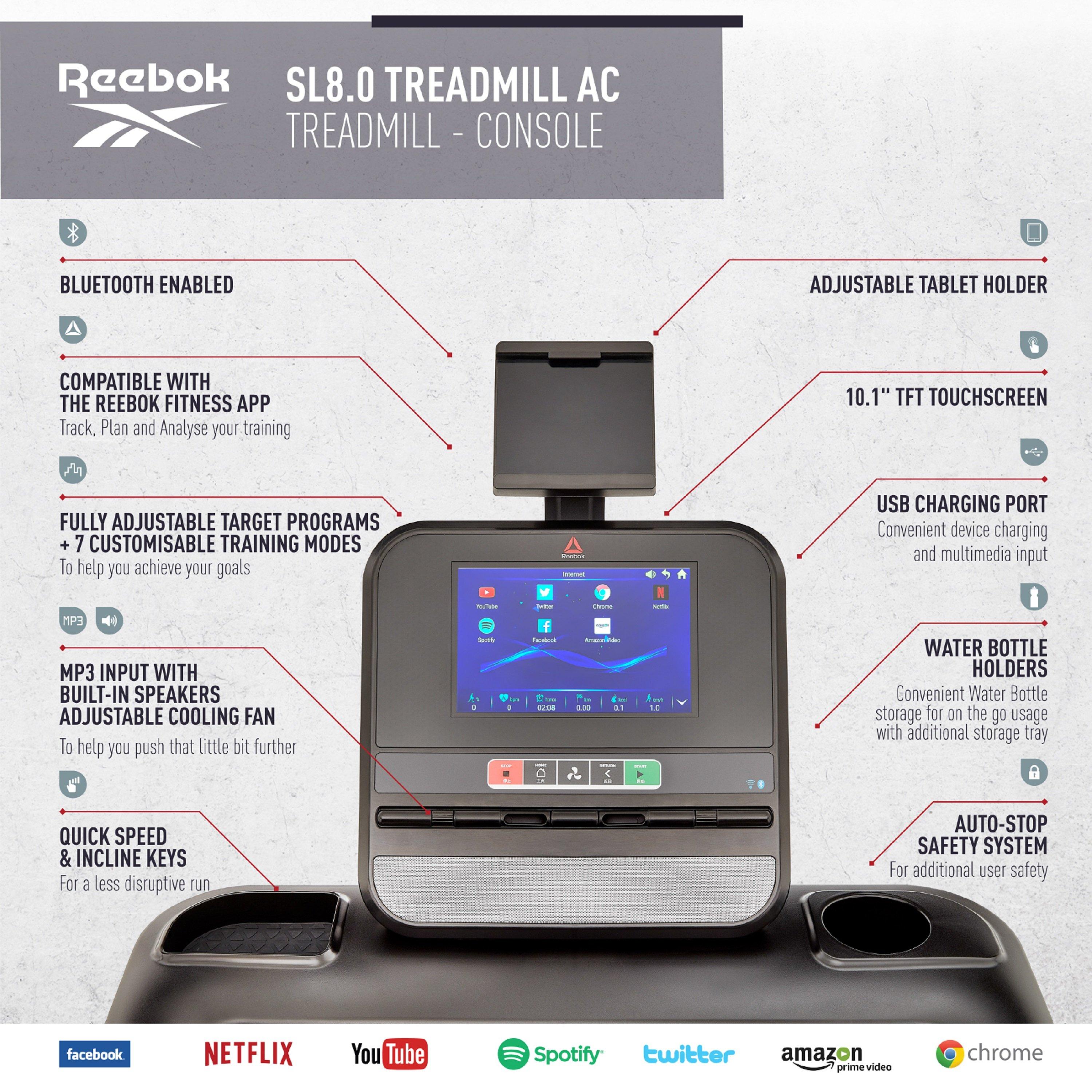 Silver - Reebok - SL8.0 AC Treadmill Adults - 8