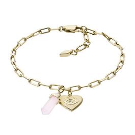 Fossil Georgia Power Of Crystals Rose Pink Stainless Steel Chain Bracelet JF03462710