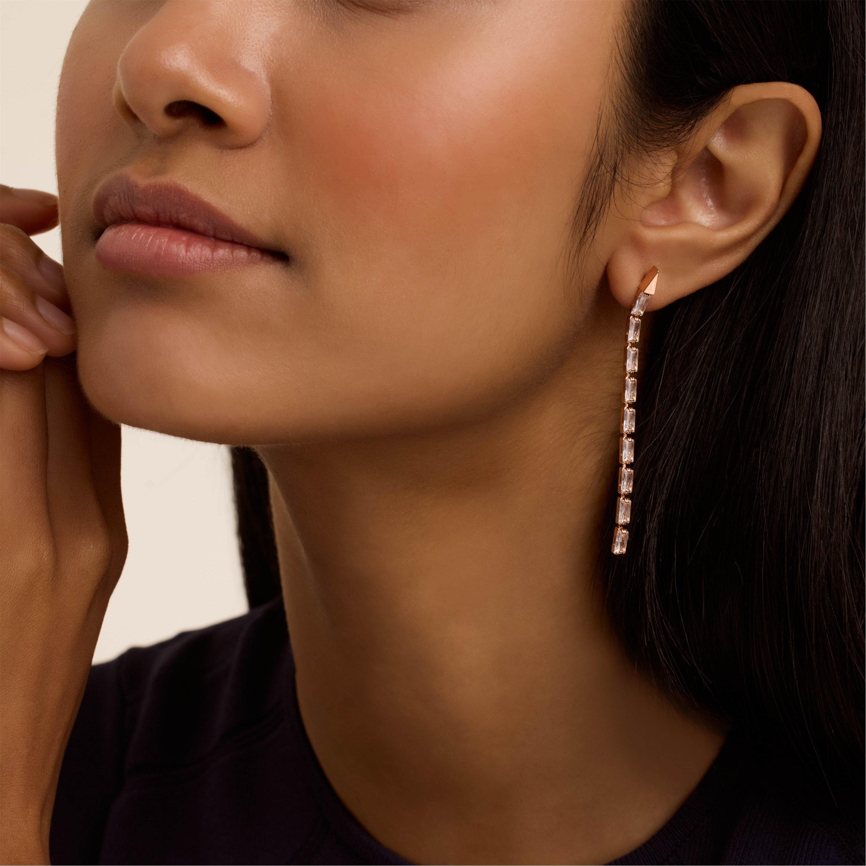 RoseGld/Crystl - Ted Baker - Isalie Crystal Baguette Drop Earrings - 3