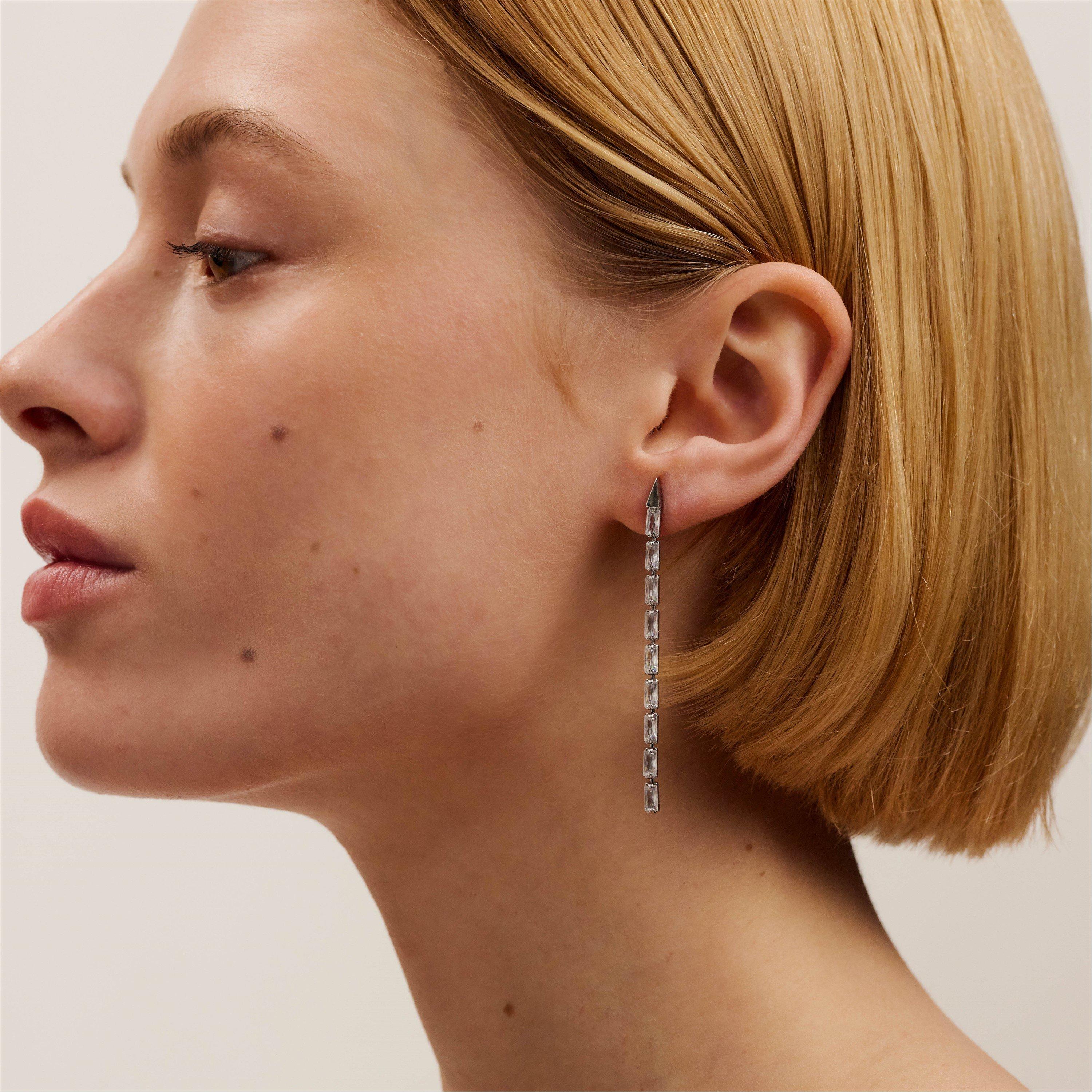 Zilver/Kristal - Ted Baker - Isalie Crystal Baguette Drop Earrings - 4