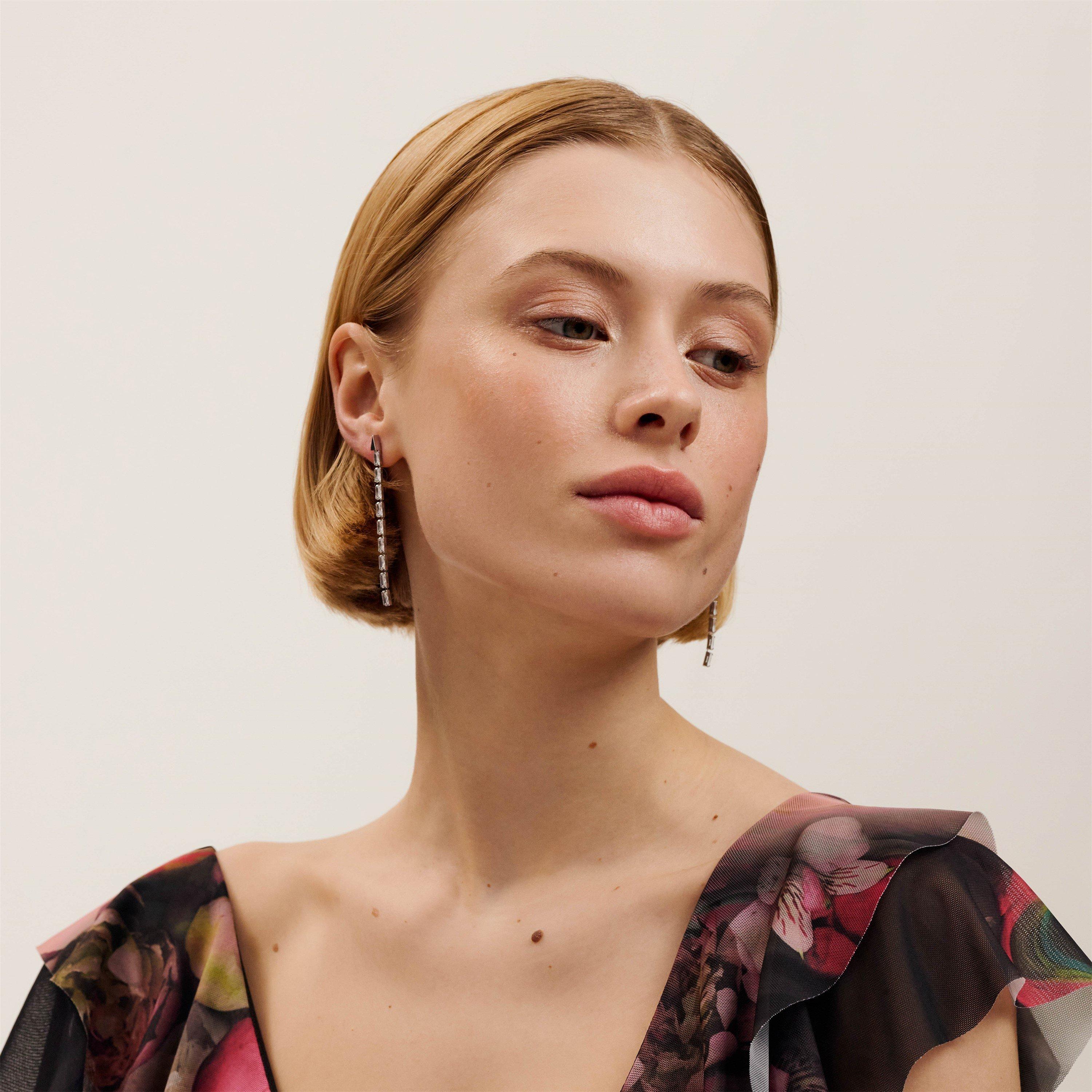 Zilver/Kristal - Ted Baker - Isalie Crystal Baguette Drop Earrings - 5