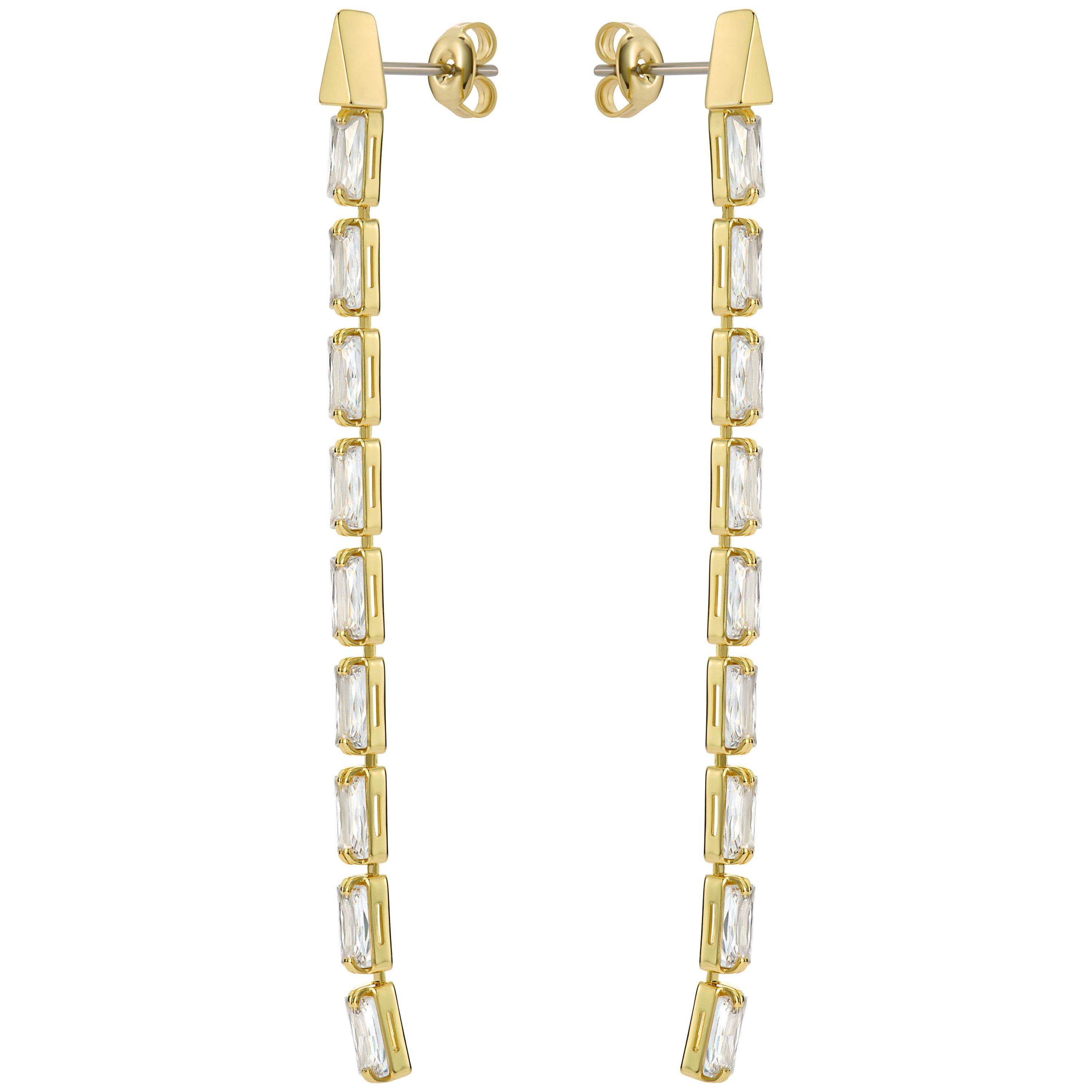 Gold/Pink - Ted Baker - Isalie Crystal Baguette Drop Earrings - 2