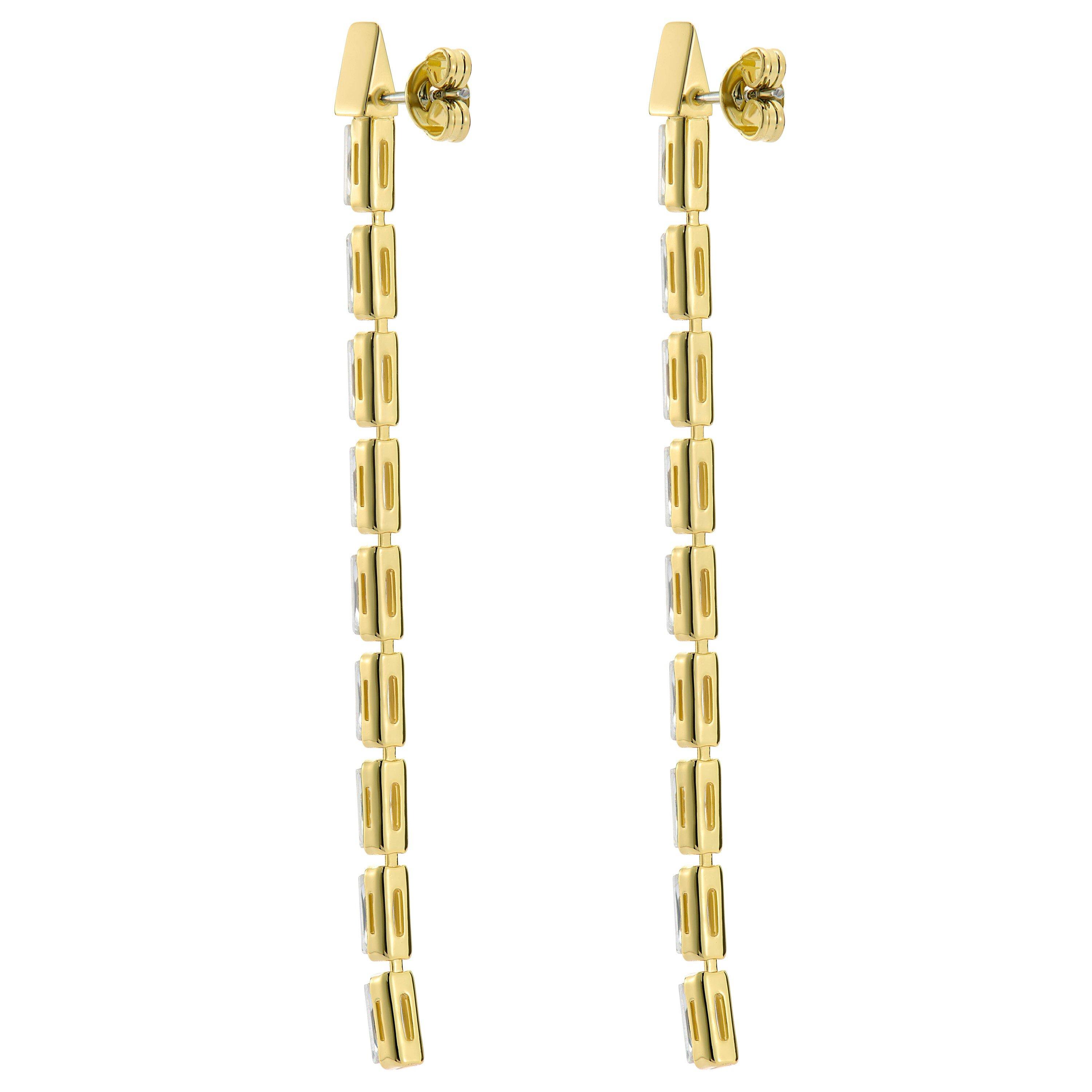 Gold/Pink - Ted Baker - Isalie Crystal Baguette Drop Earrings - 3
