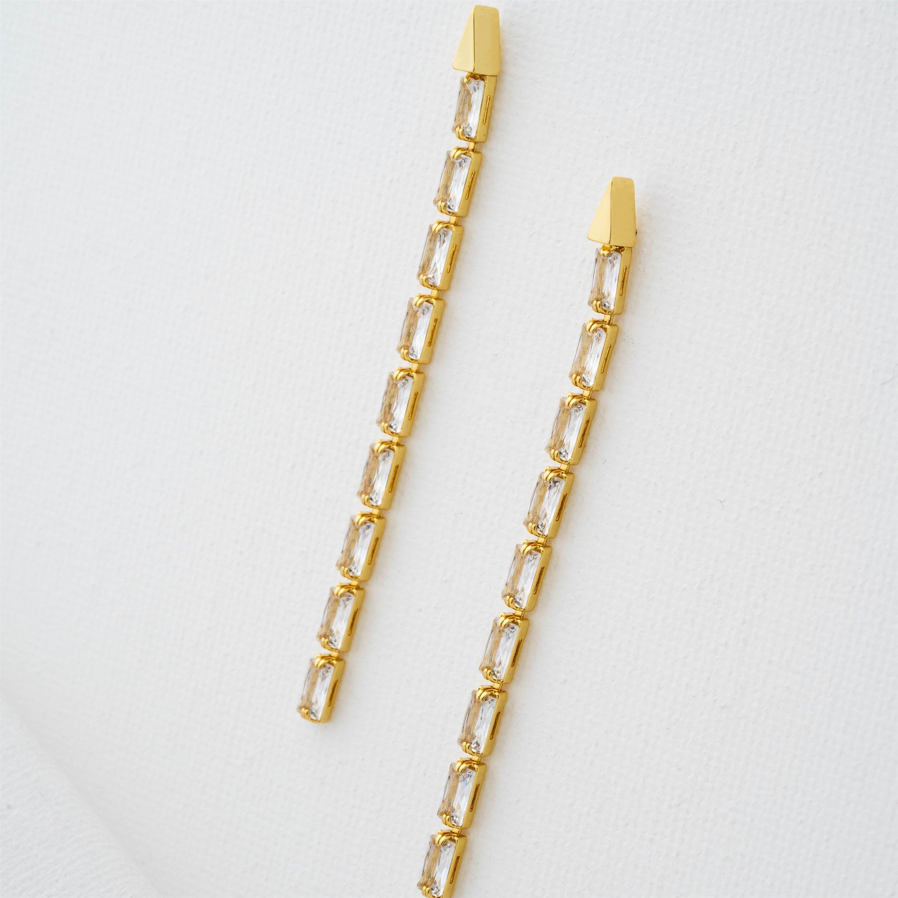 Gold/Pink - Ted Baker - Isalie Crystal Baguette Drop Earrings - 6