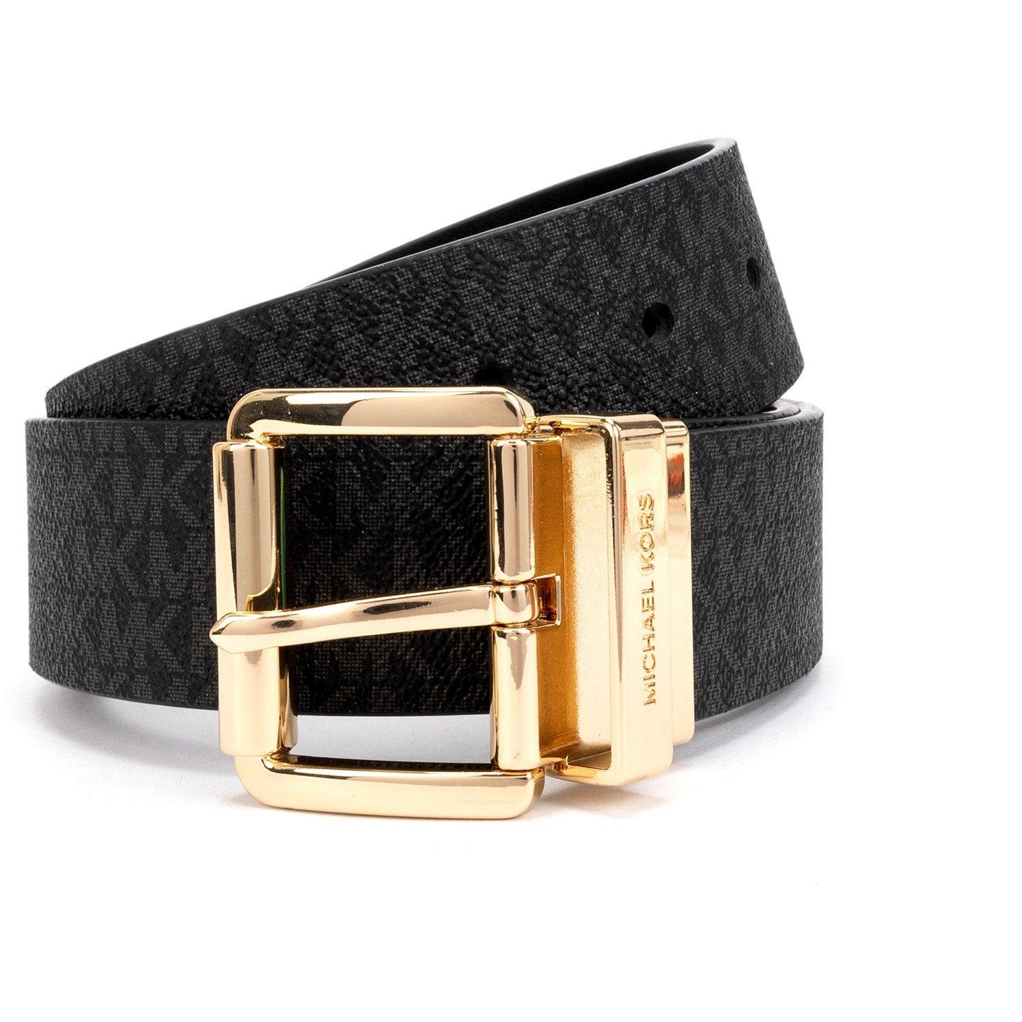 MICHAEL Michael Kors Women's Signature Reversible Leather Belt - BlkGld - Medium
