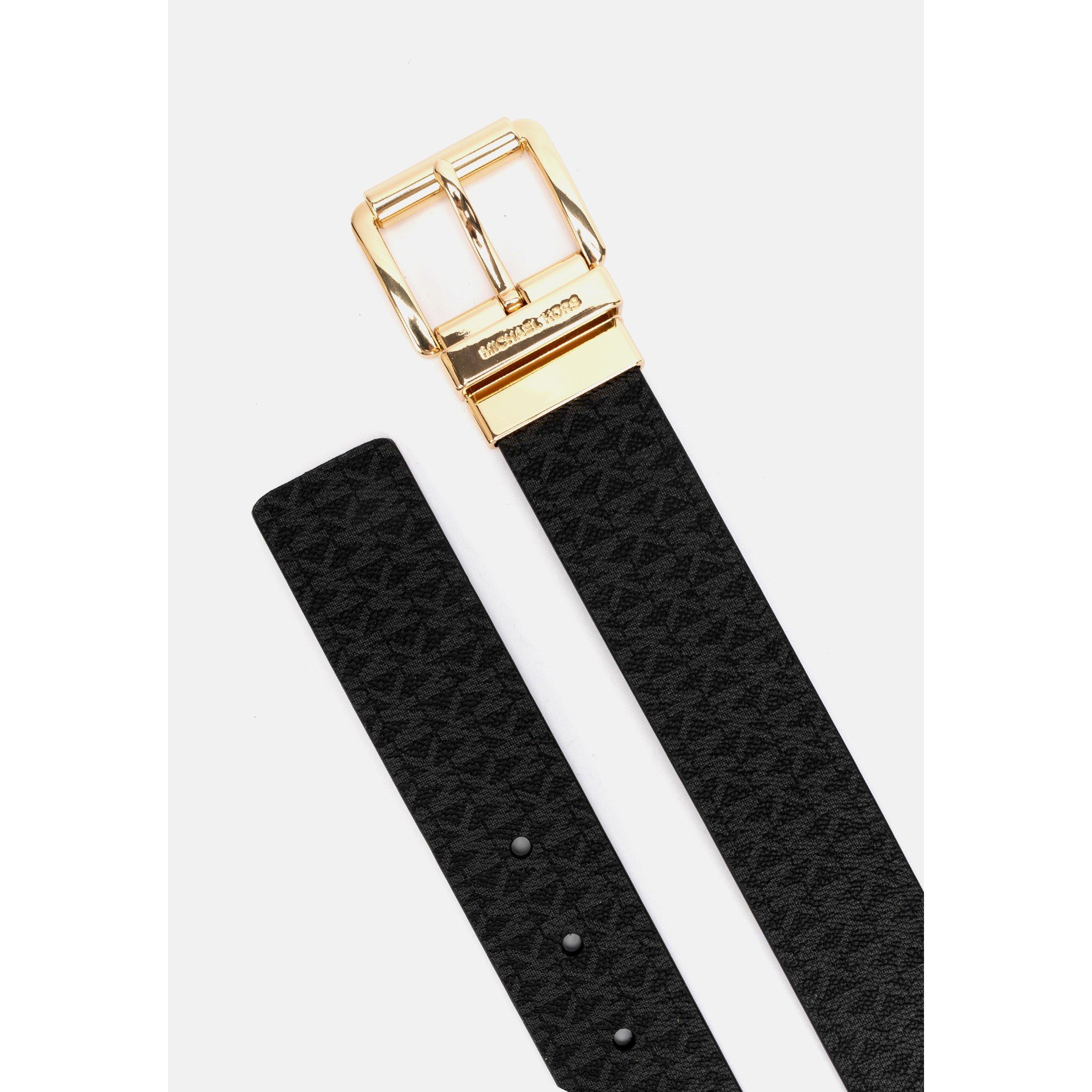 BlkGld - MICHAEL Michael Kors - Women's Signature Reversible Leather Belt - 3