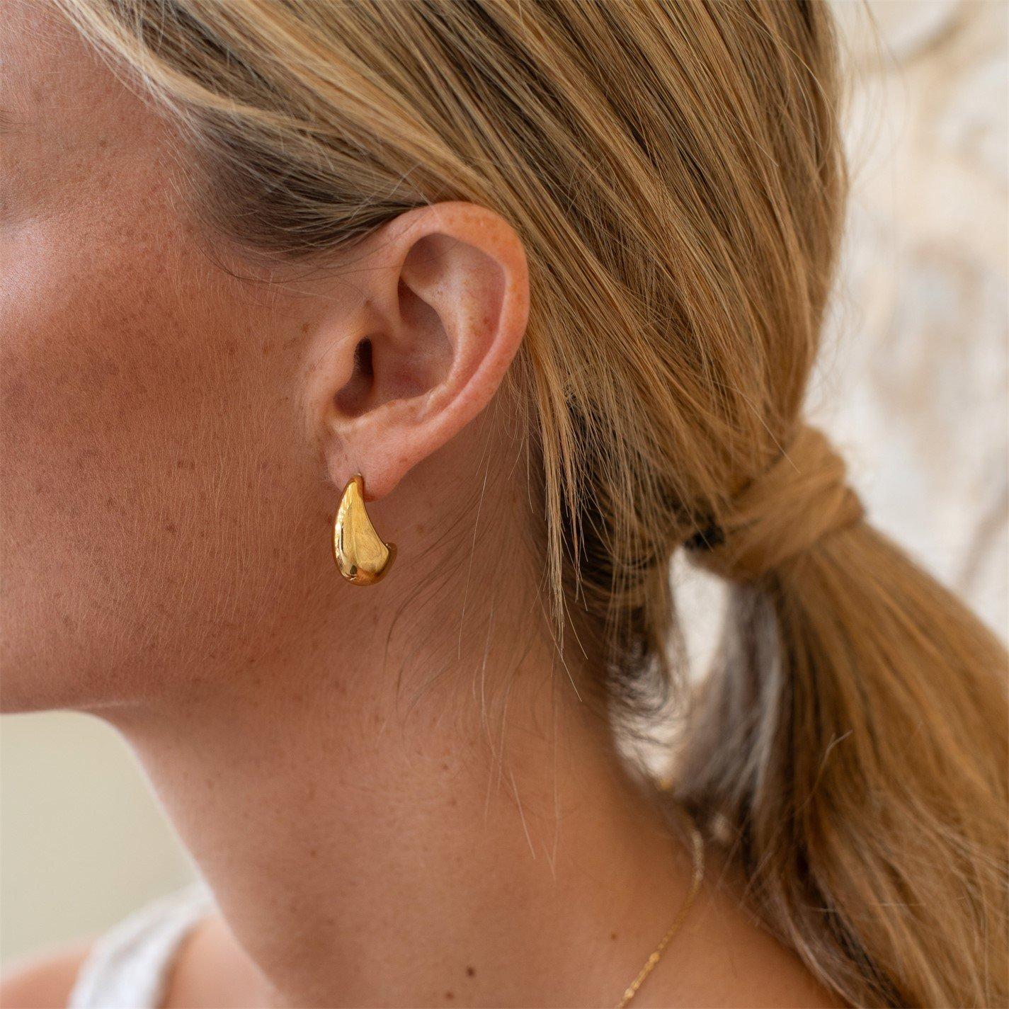 Gold/Gold - D.Louise - Curved Midi Hoop Earrings - 4