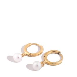 D.Louise Pearl Hoop Huggie Earrings