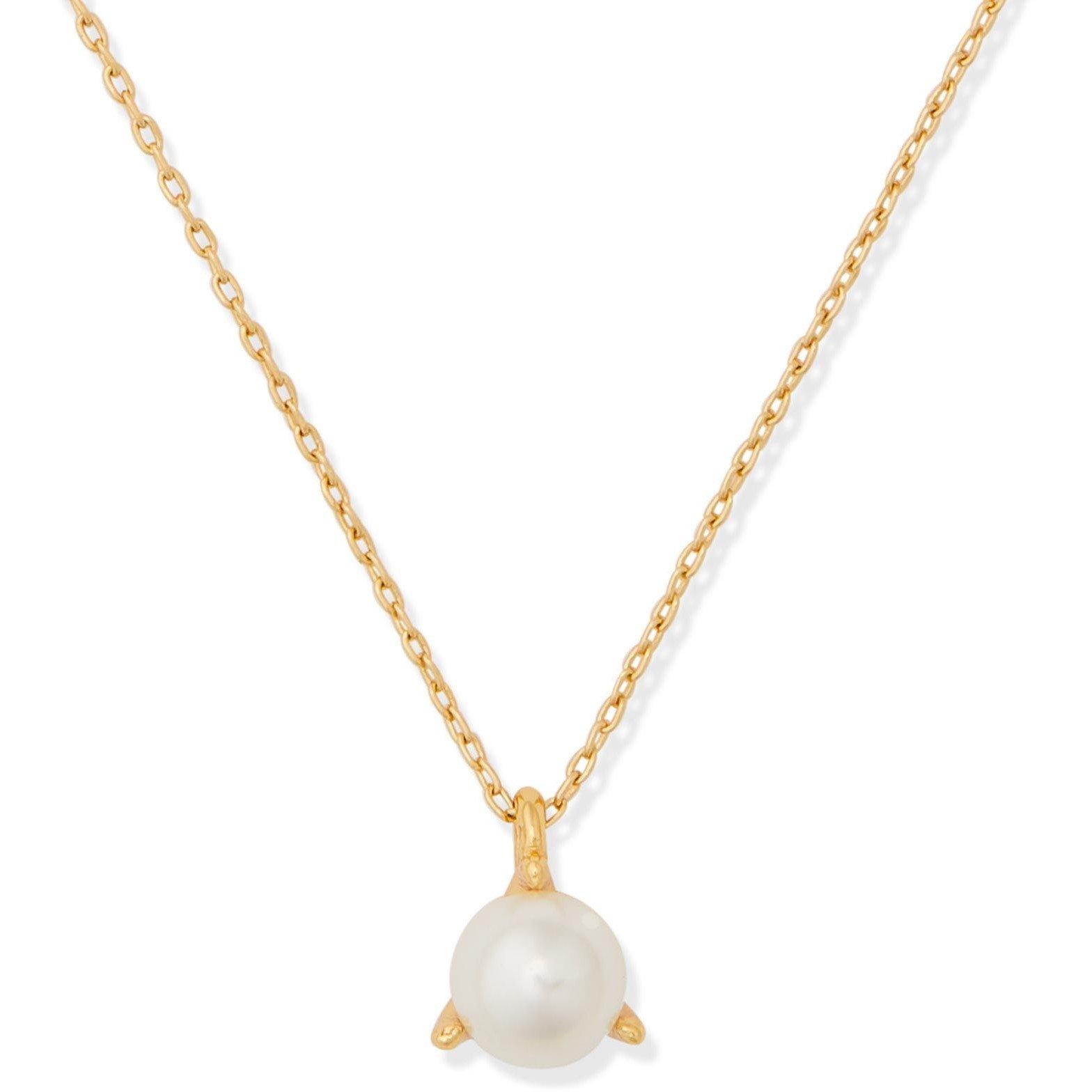 Clear/Gold - Kate Spade - Brilliant Statements Tri-Prong Pendant Necklace - 1