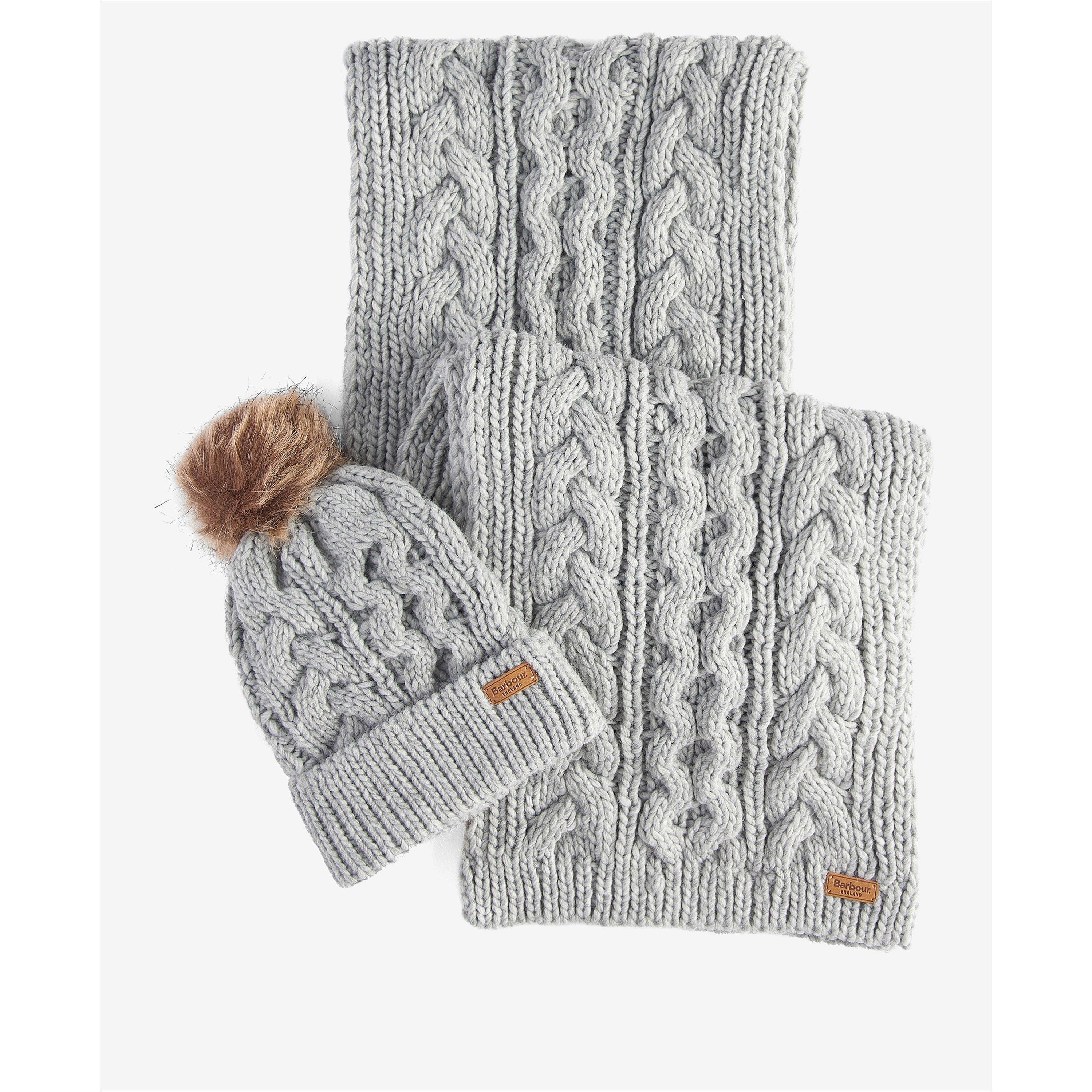 Grey - Barbour - Penshaw Beanie & Scarf Gift Set - 1