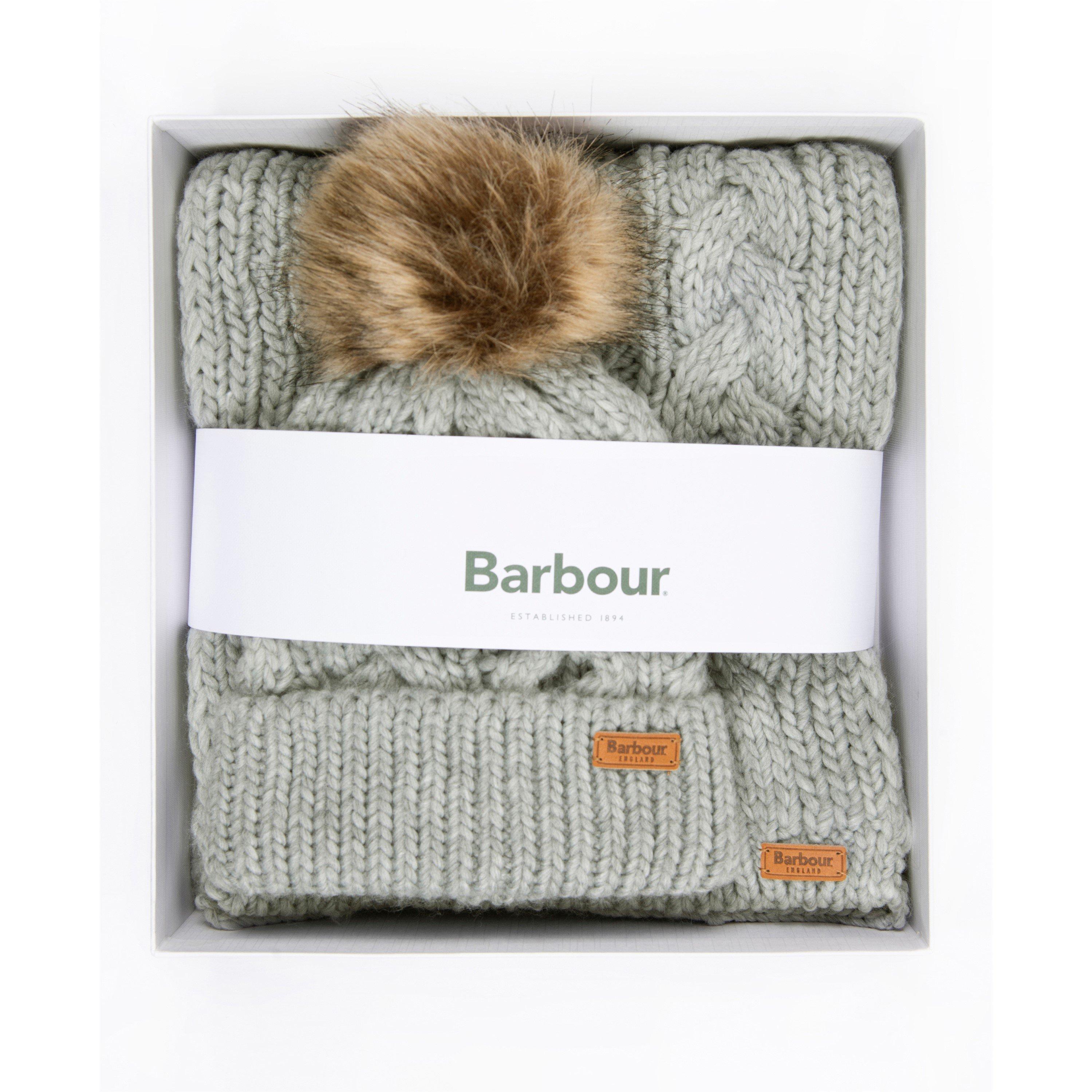 Grey - Barbour - Penshaw Beanie & Scarf Gift Set - 6
