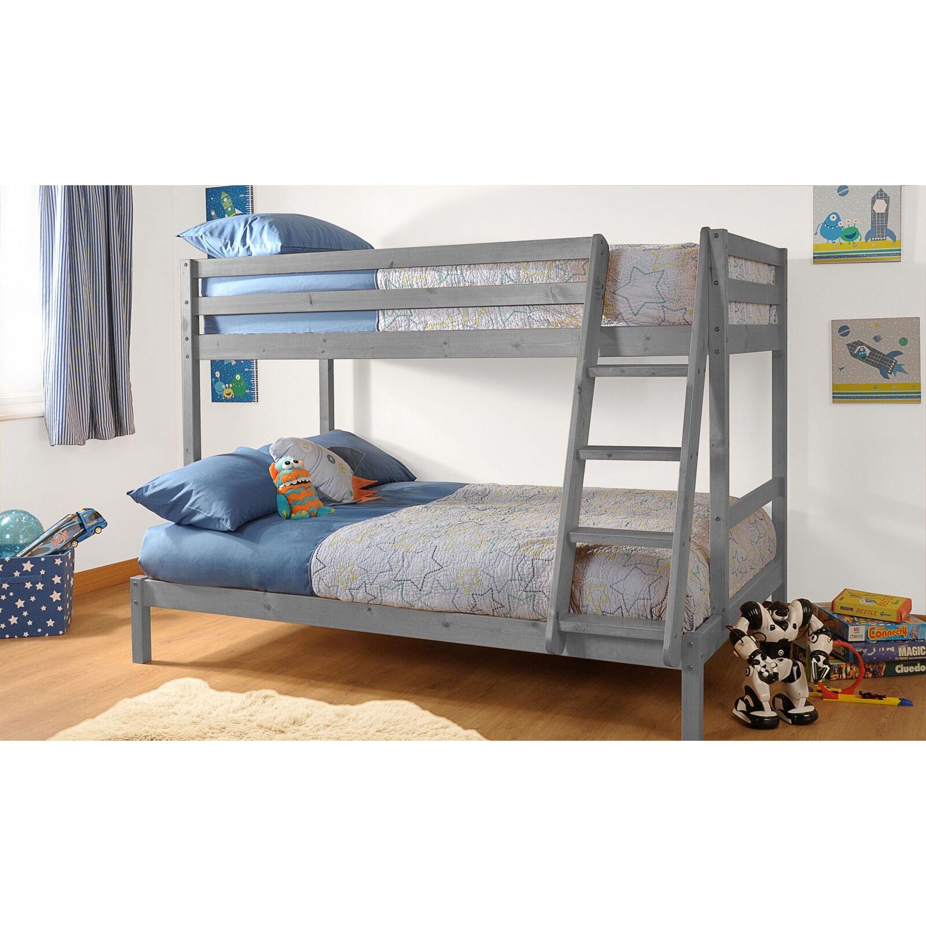 Comfy Living  Kids Triple Sleeper Bunk Bed Only - Grey - 3ft Single