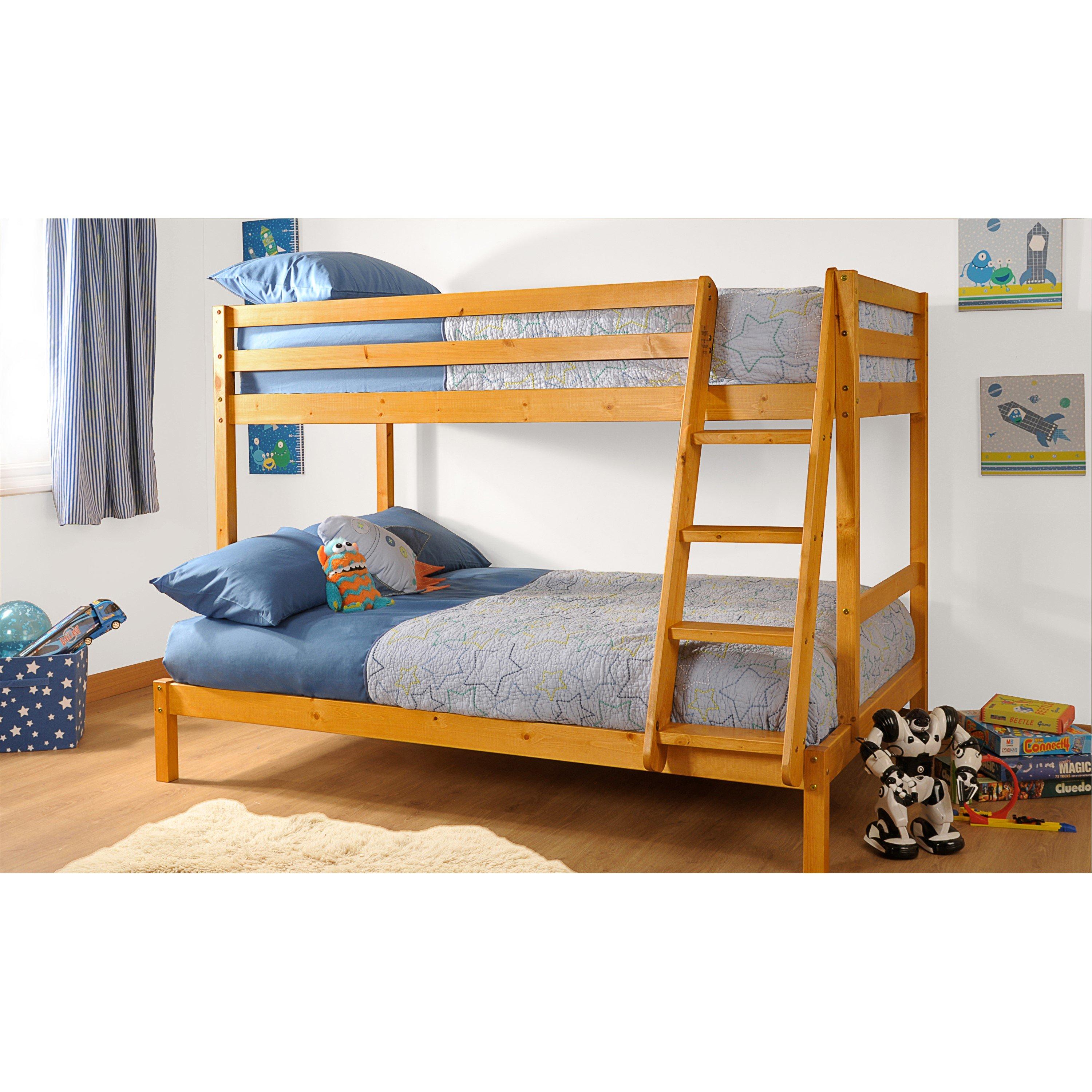 Comfy Living  Kids Triple Sleeper Bunk Bed Only - Caramel - 3ft Single