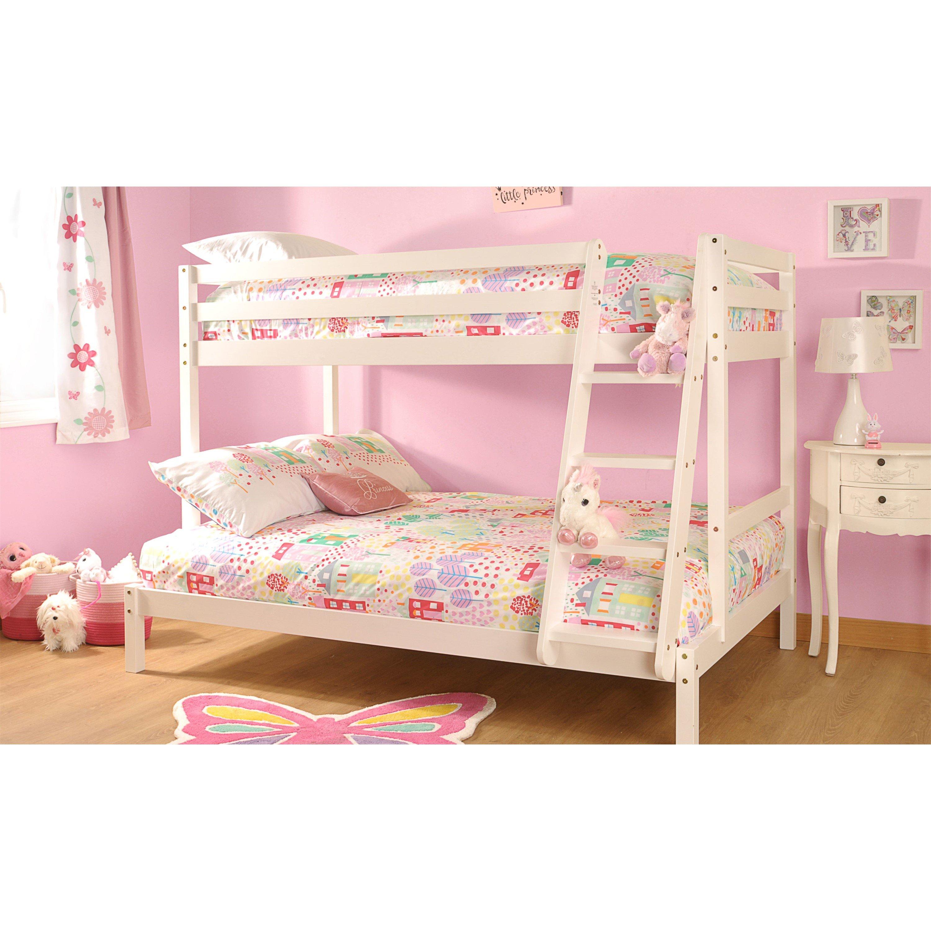 White - Comfy Living - Triple Sleeper Bunk Bed and Mattress