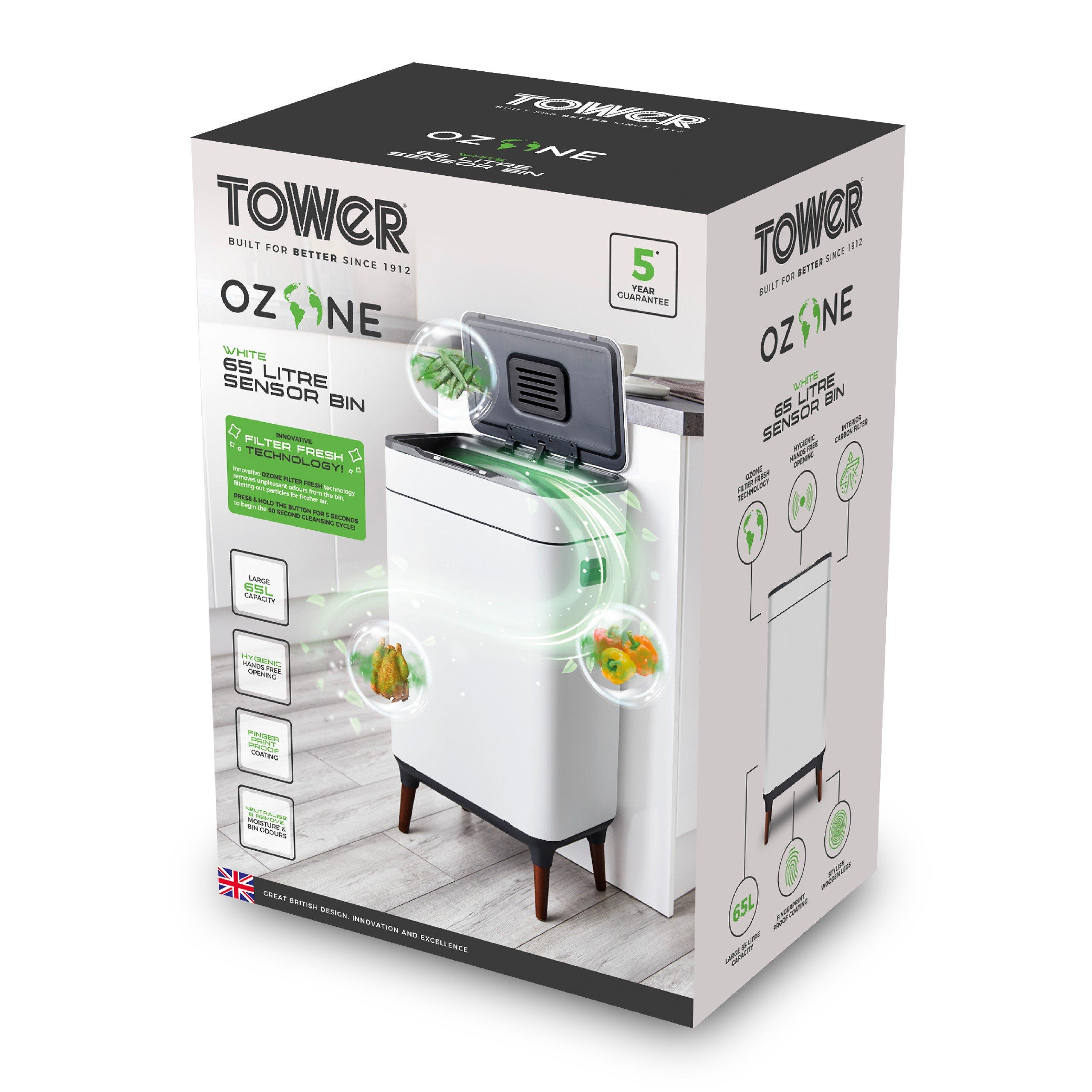 White - Tower - 65L Ozone Sensor Bin White - 11