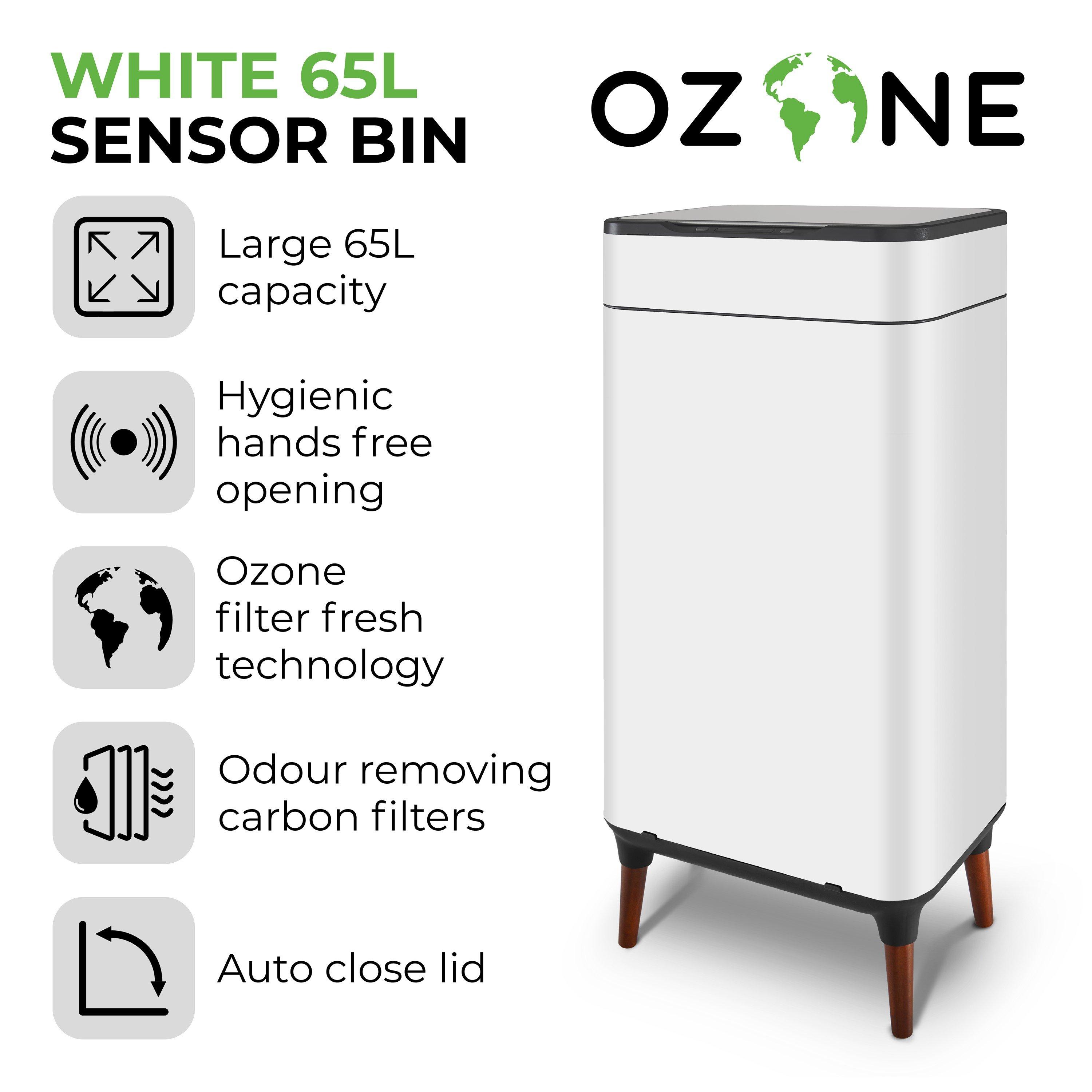 White - Tower - 65L Ozone Sensor Bin White - 3