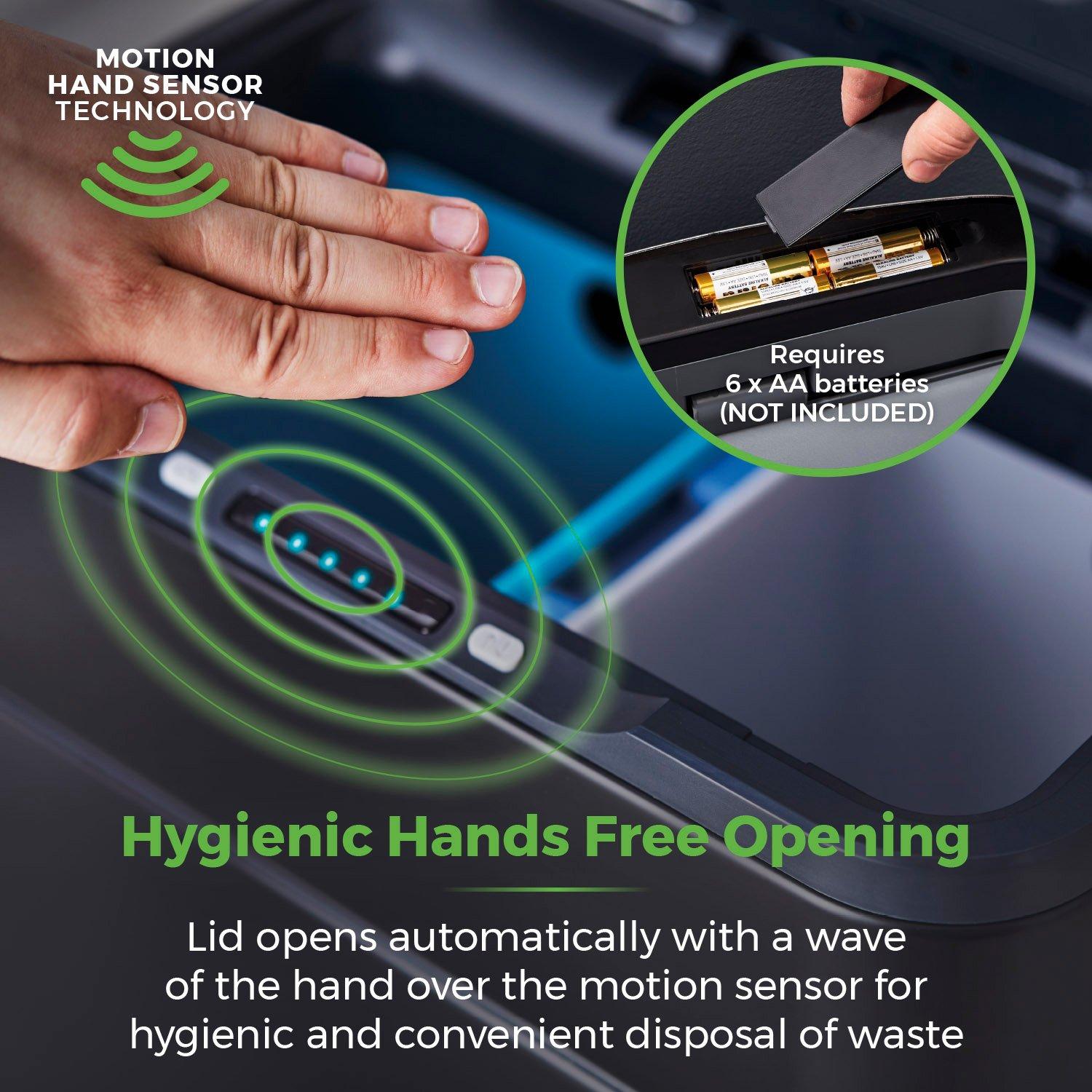 Black - Tower - 50L Ozone Recycling Sensor Bin Black - 5