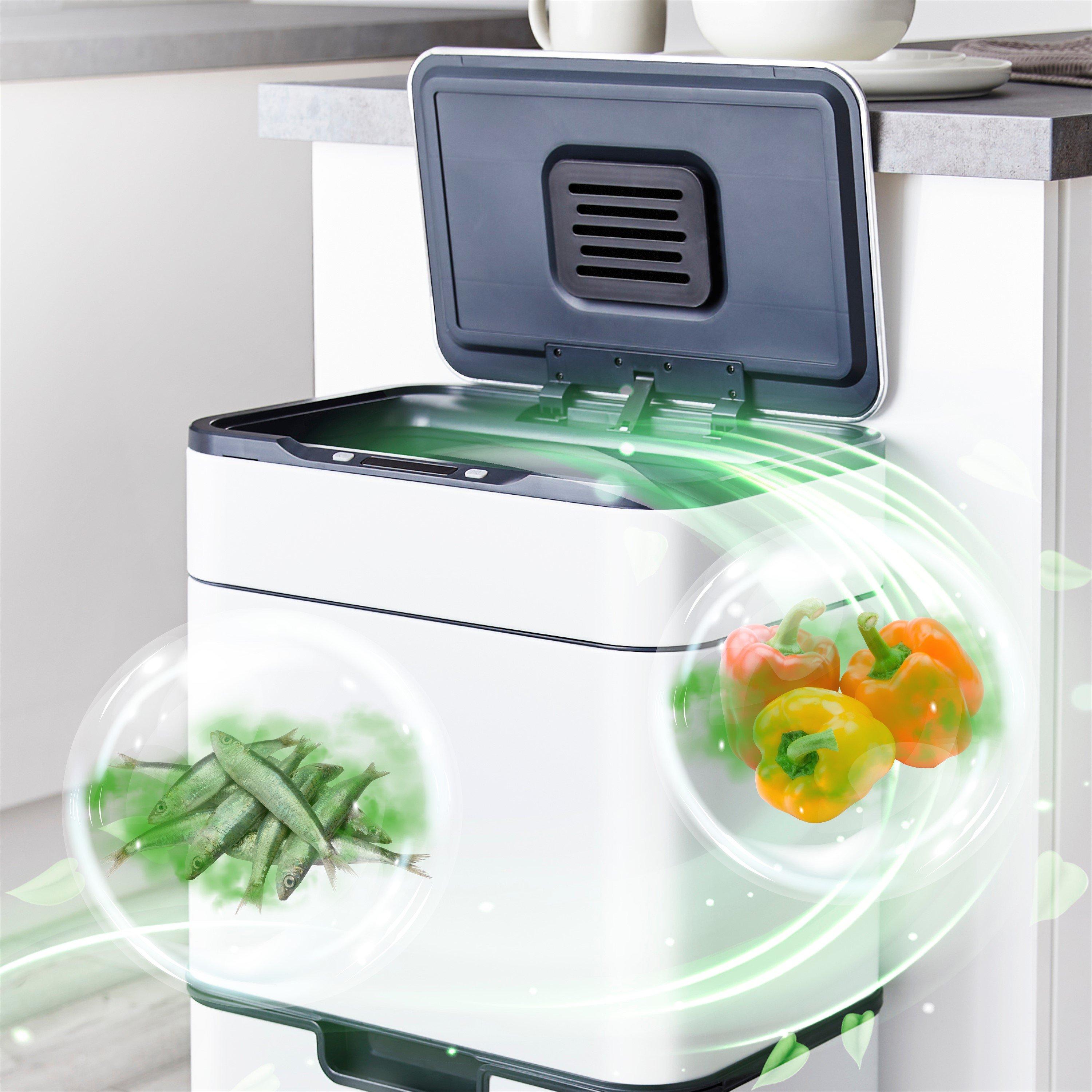 White - Tower - 50L Ozone Recycling Sensor Bin White - 4