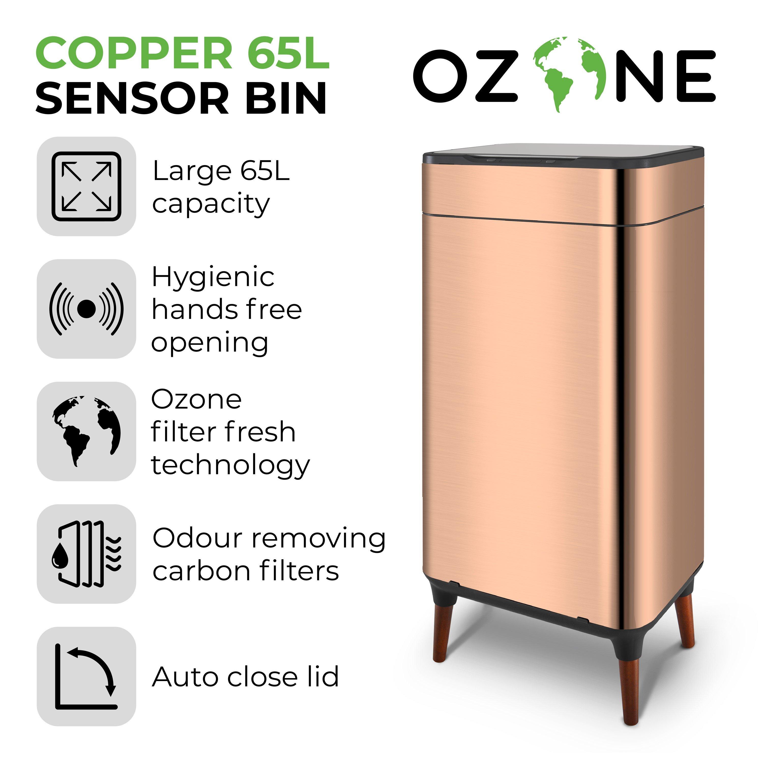 Copper - Tower - 65L Ozone Sensor Bin Copper - 3