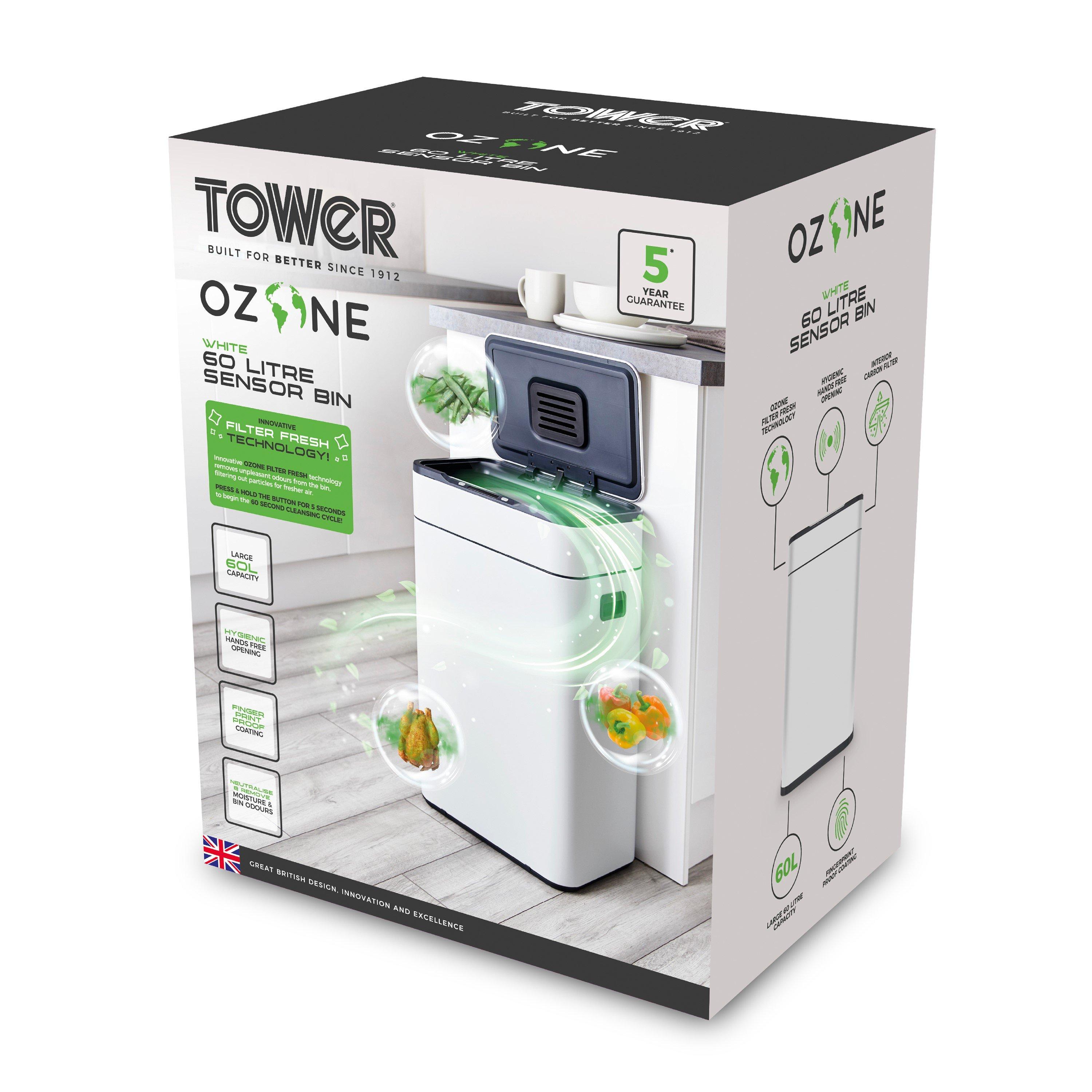 White - Tower - 60L Ozone Sensor Bin White - 11