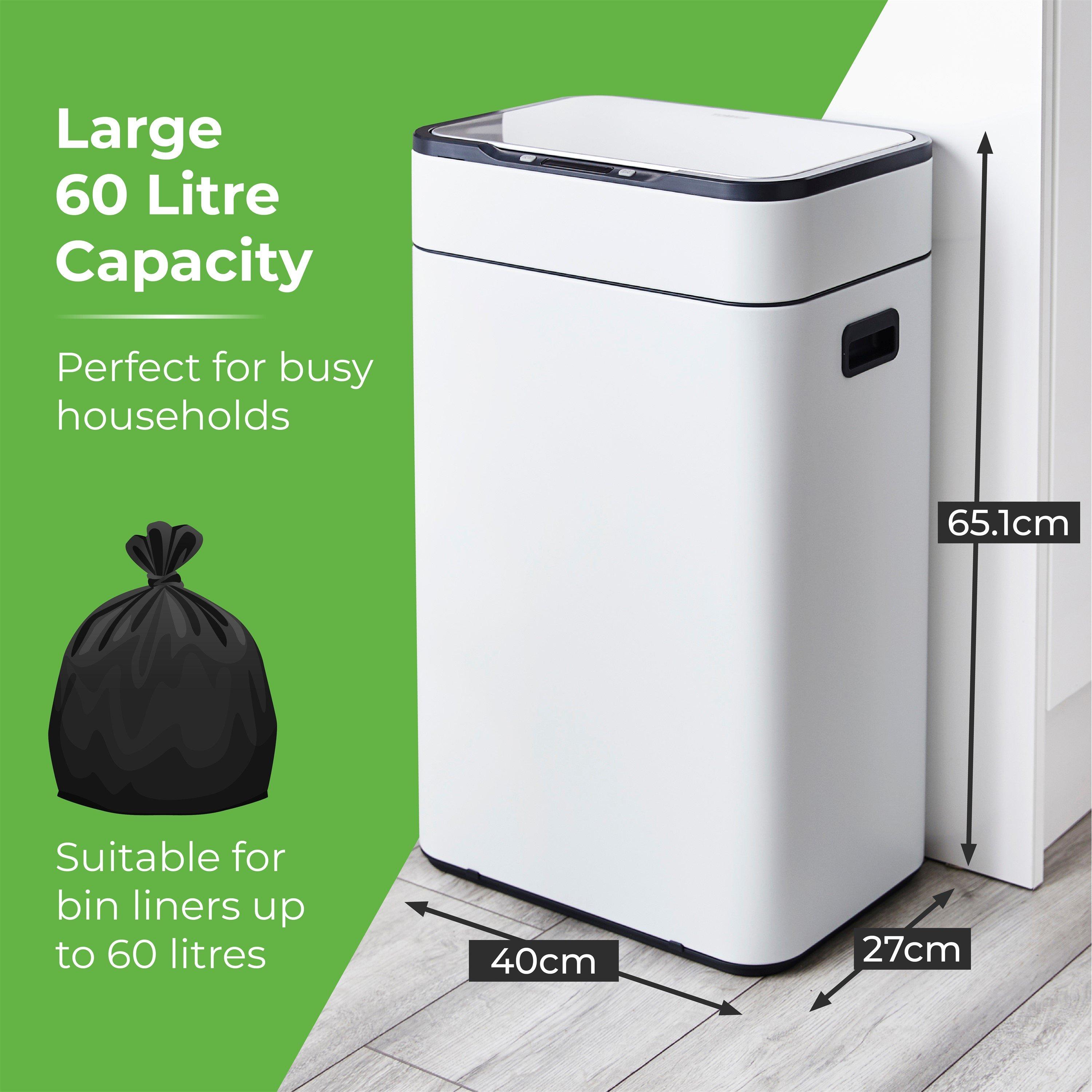 White - Tower - 60L Ozone Sensor Bin White - 4
