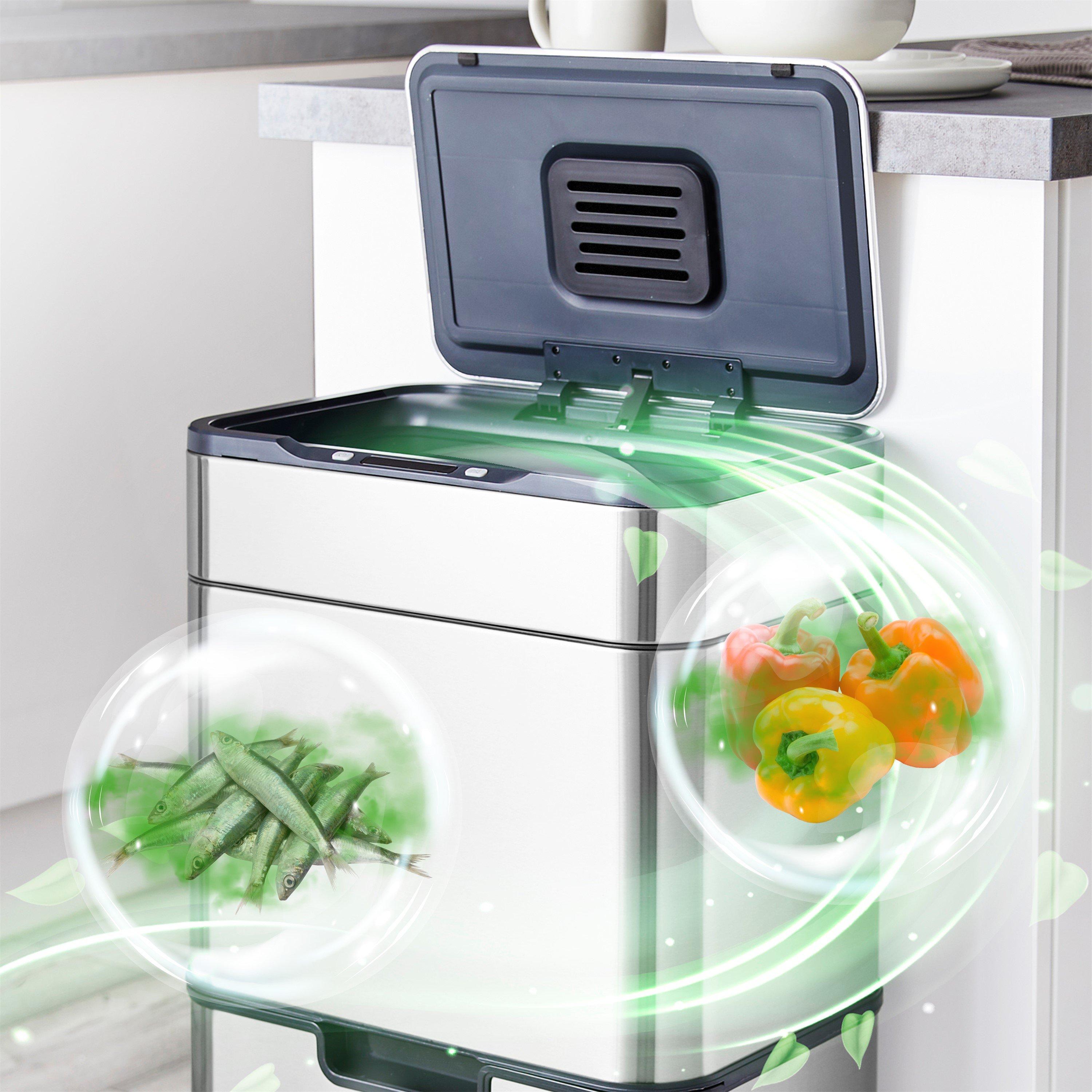 Stainless Steel - Tower - 50L Ozone Recycling Sensor Bin S/Steel - 2