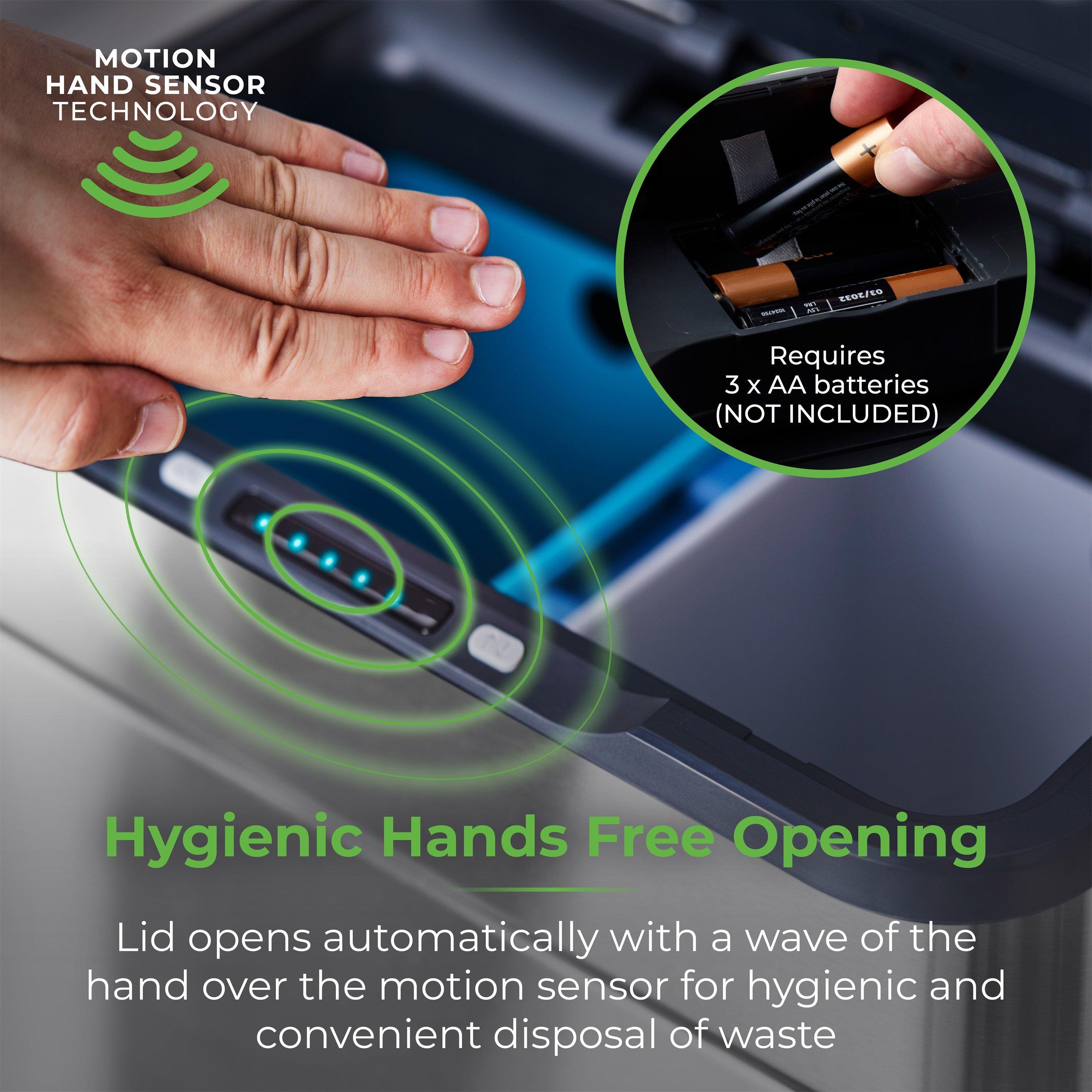 Stainless Steel - Tower - 50L Ozone Recycling Sensor Bin S/Steel - 5