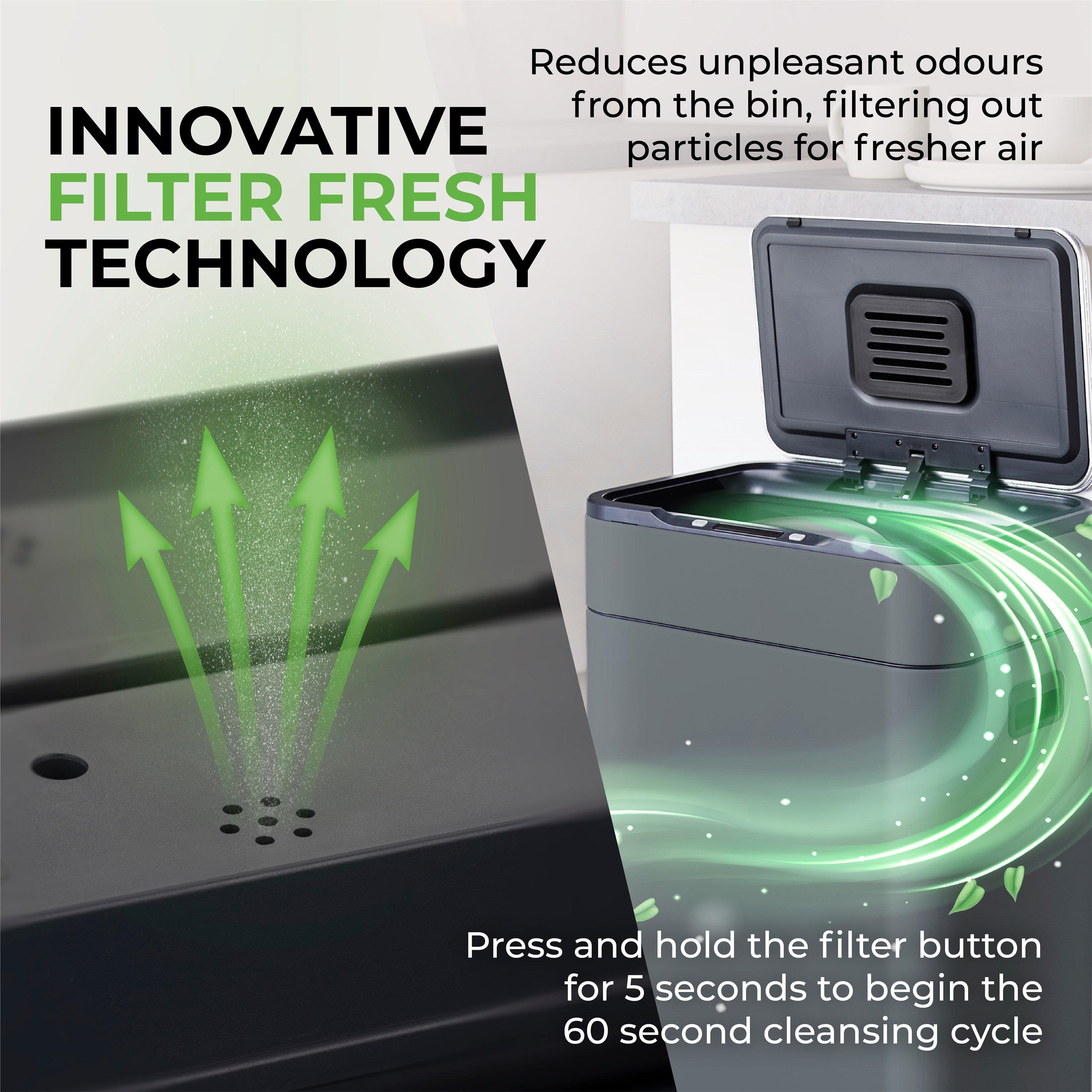 Grey - Tower - 60L Ozone Sensor Bin Grey - 6