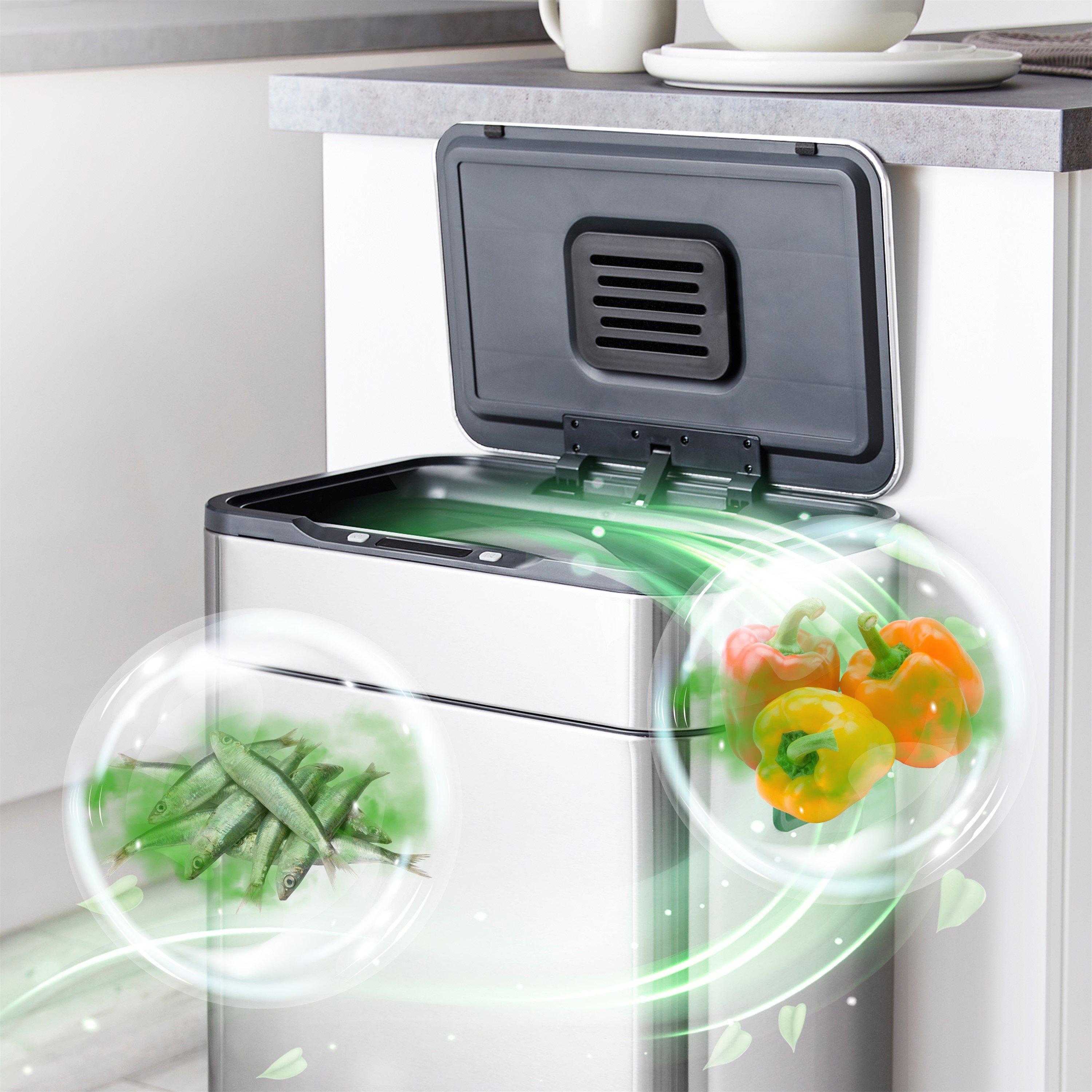 Stainless Steel - Tower - 60L Ozone Sensor Bin S/Steel - 2