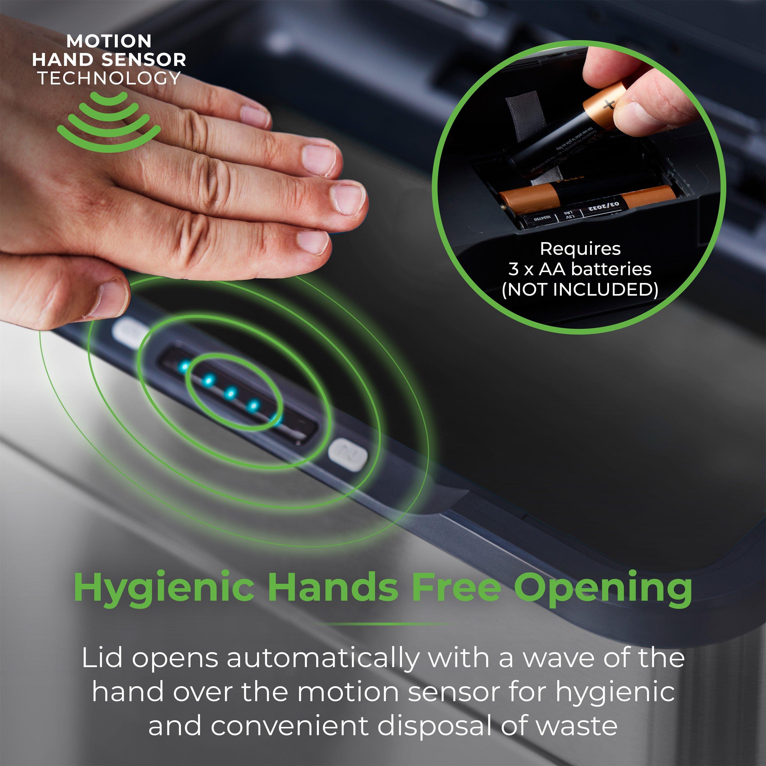 Stainless Steel - Tower - 60L Ozone Sensor Bin S/Steel - 5