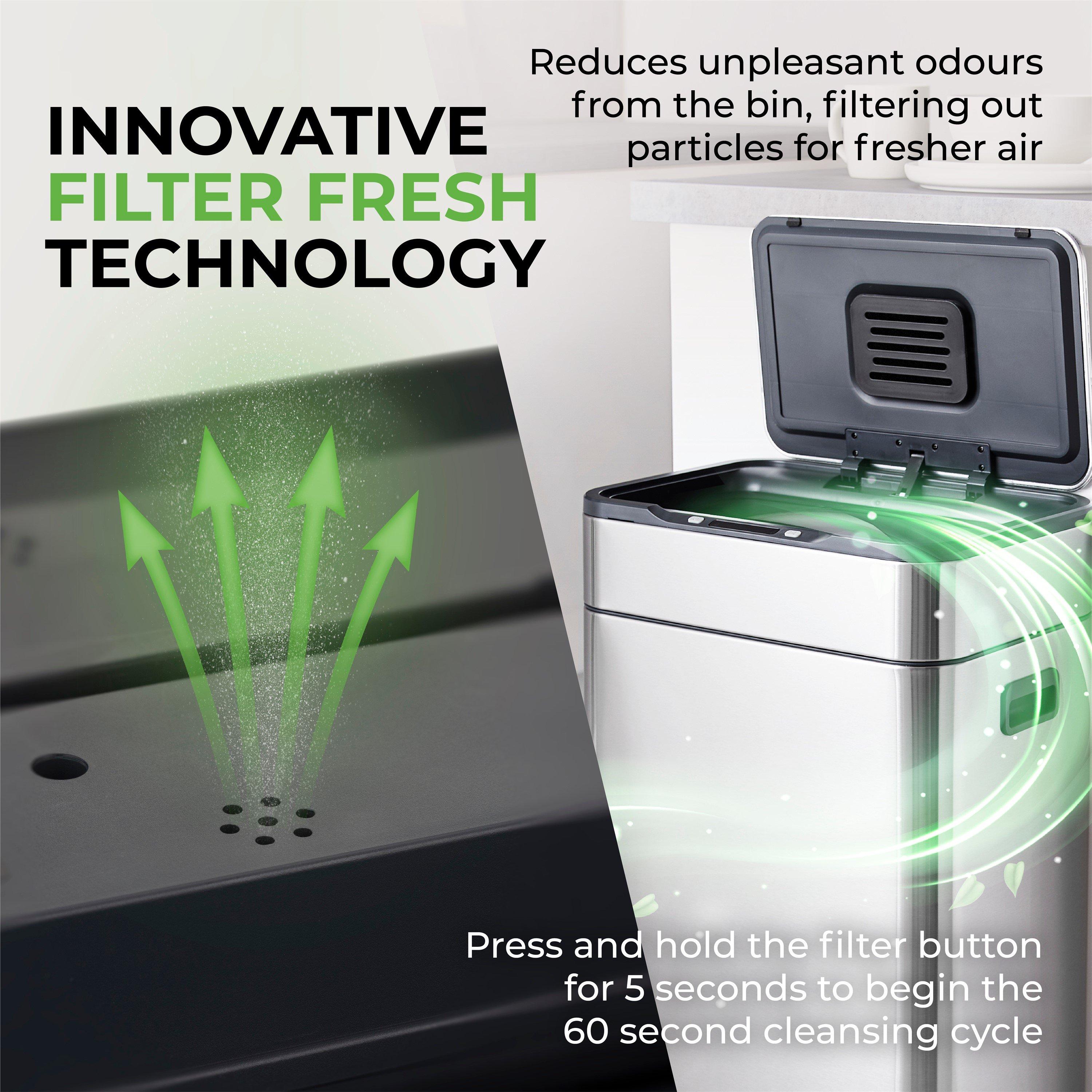 Stainless Steel - Tower - 60L Ozone Sensor Bin S/Steel - 6