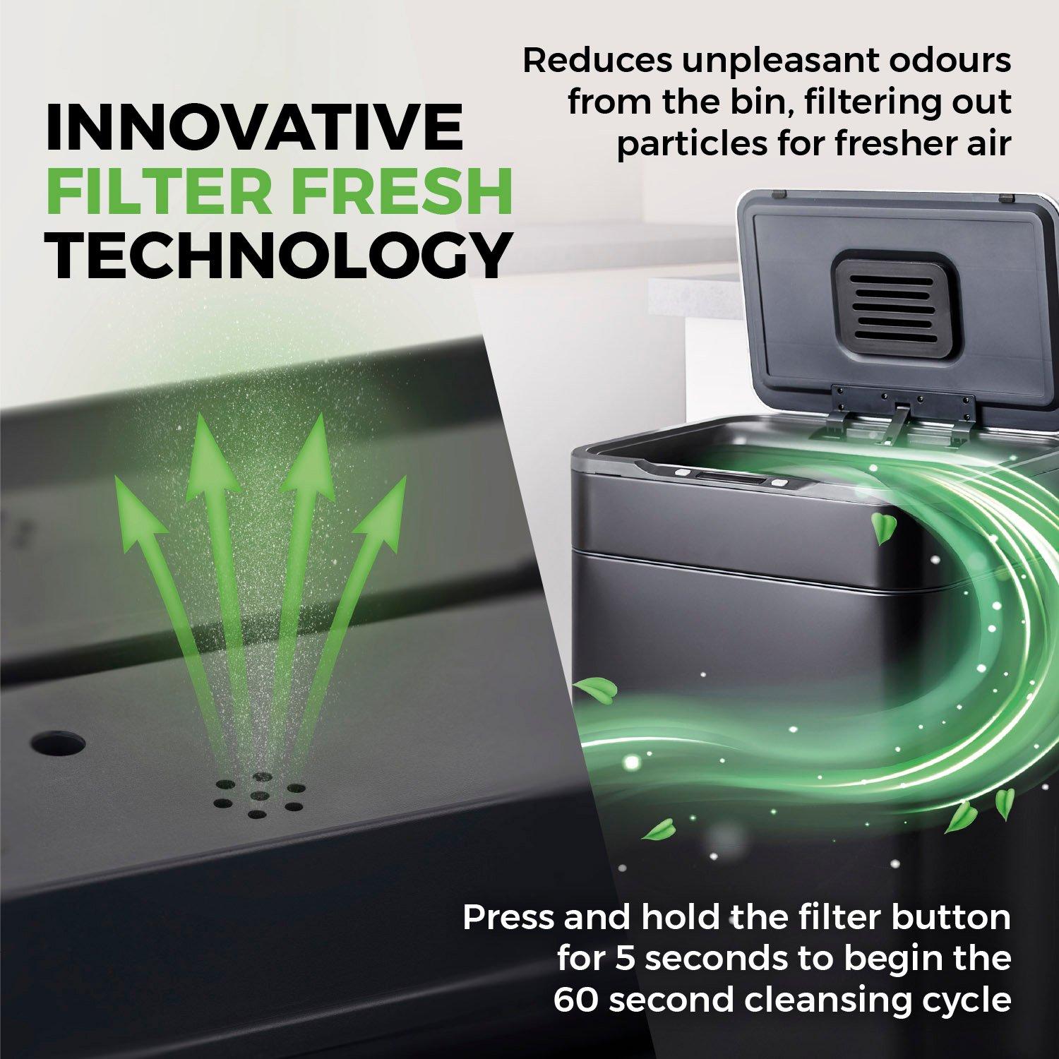 Black - Tower - 65L Ozone Sensor Bin Black - 6