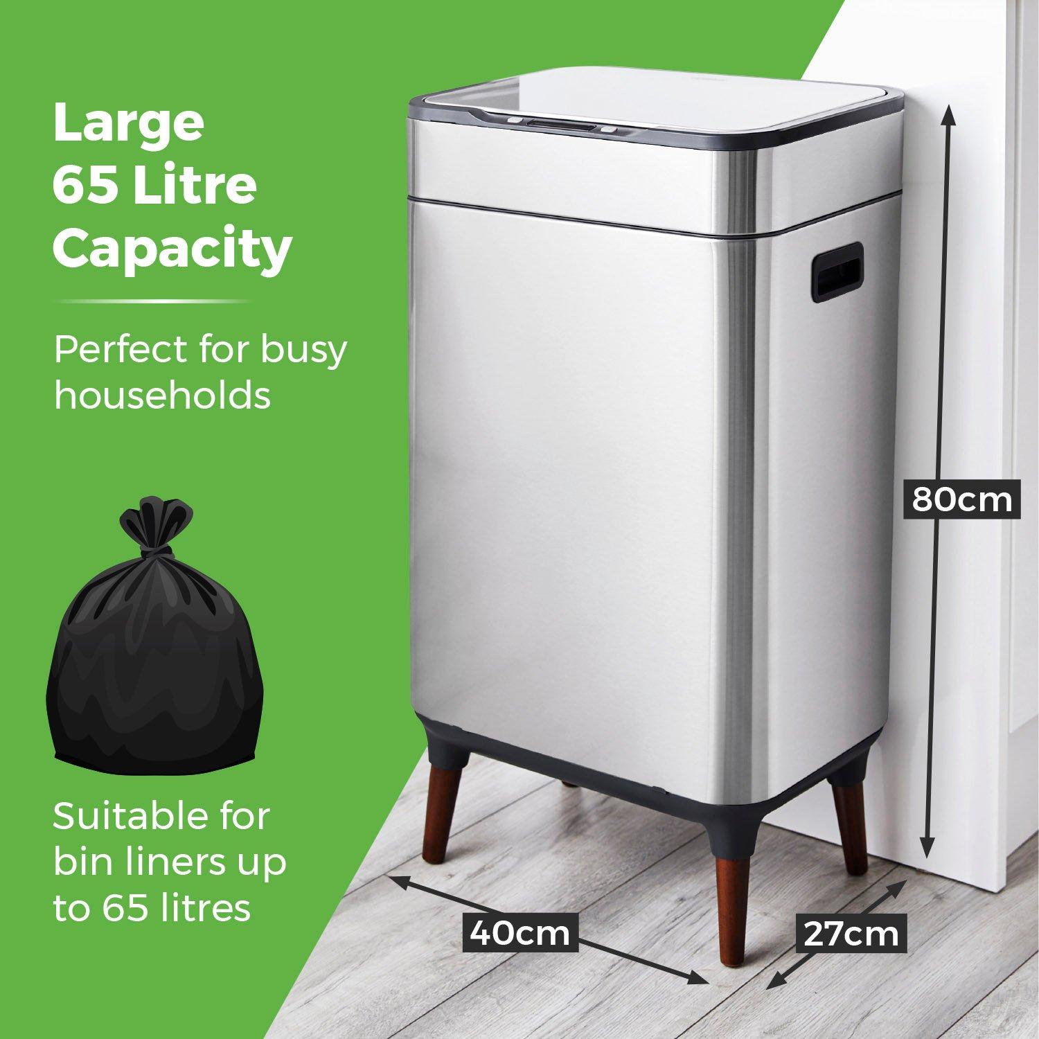 Stainless Steel - Tower - 65L Ozone Sensor Bin S/Steel - 5