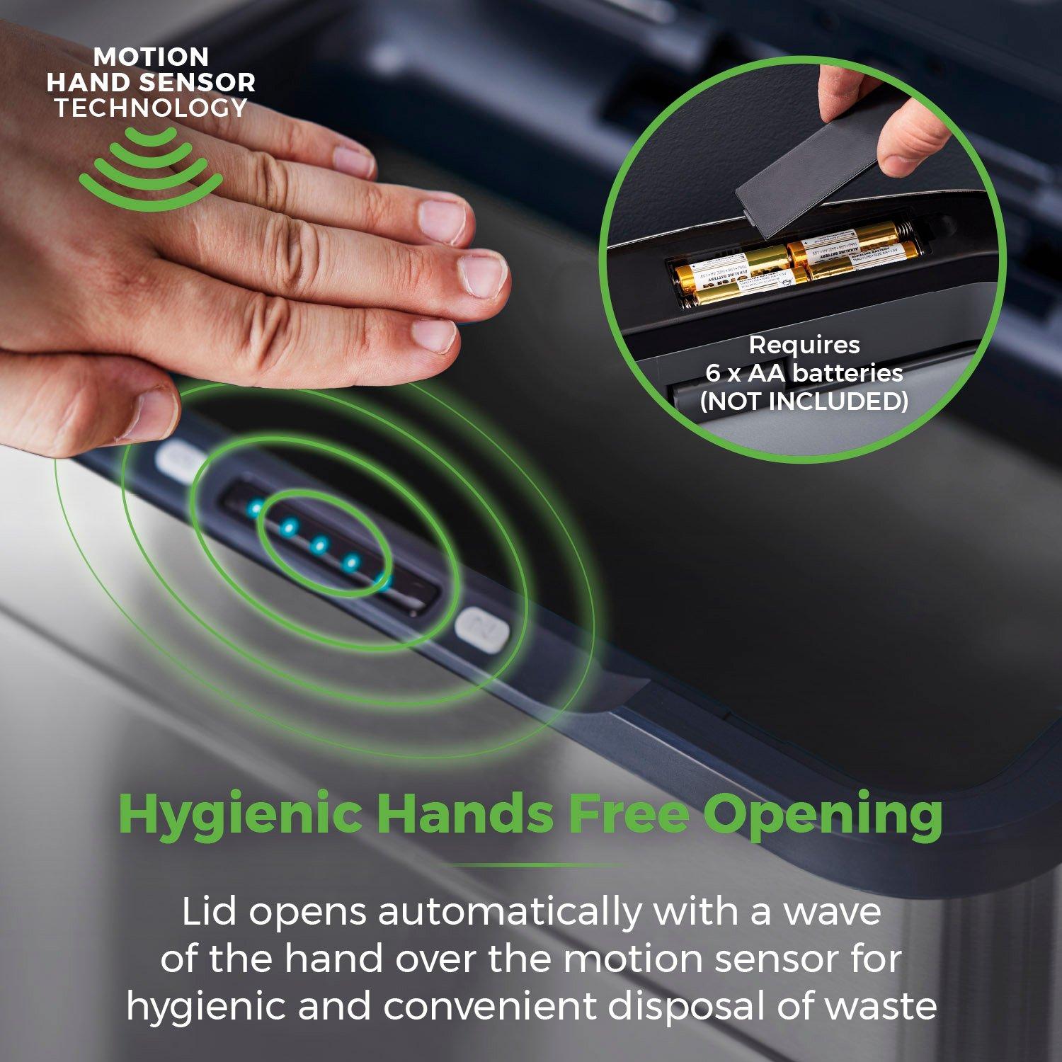 Stainless Steel - Tower - 65L Ozone Sensor Bin S/Steel - 6