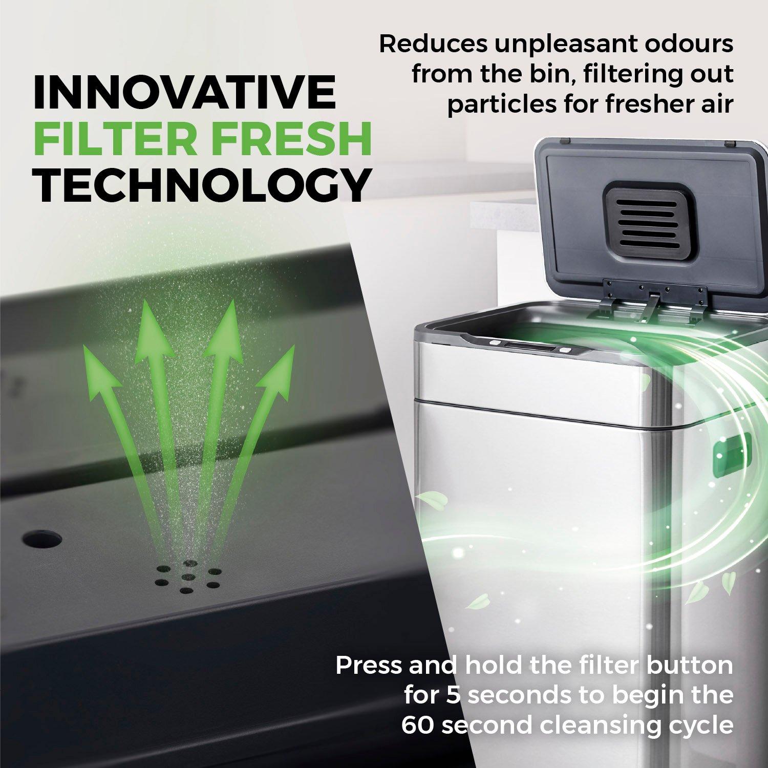 Stainless Steel - Tower - 65L Ozone Sensor Bin S/Steel - 7