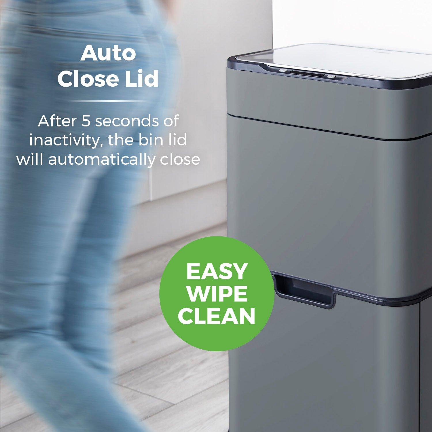 Grey - Tower - 50L Ozone Recycling Sensor Bin Grey - 8
