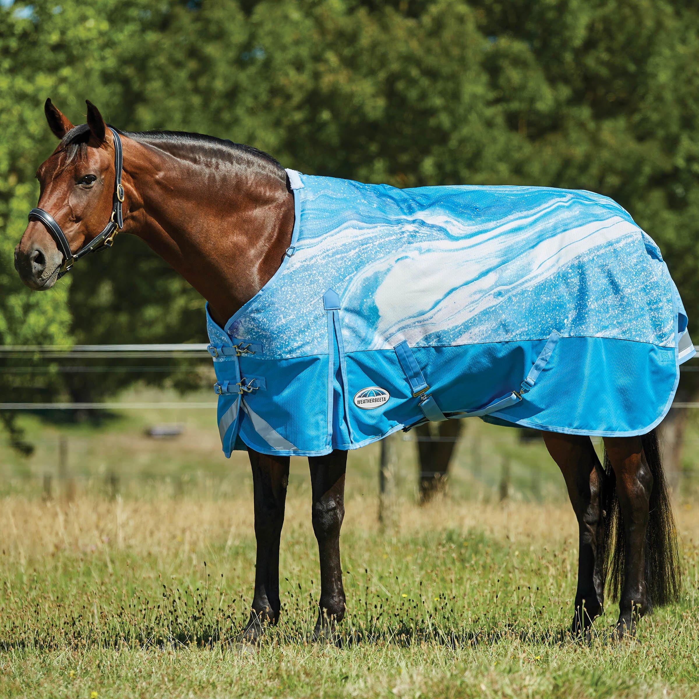 le

Marbre en tourbillon bleu - Weatherbeeta - Plus Dynamic II Standard Neck Medium Turnout Horse Rug - 2