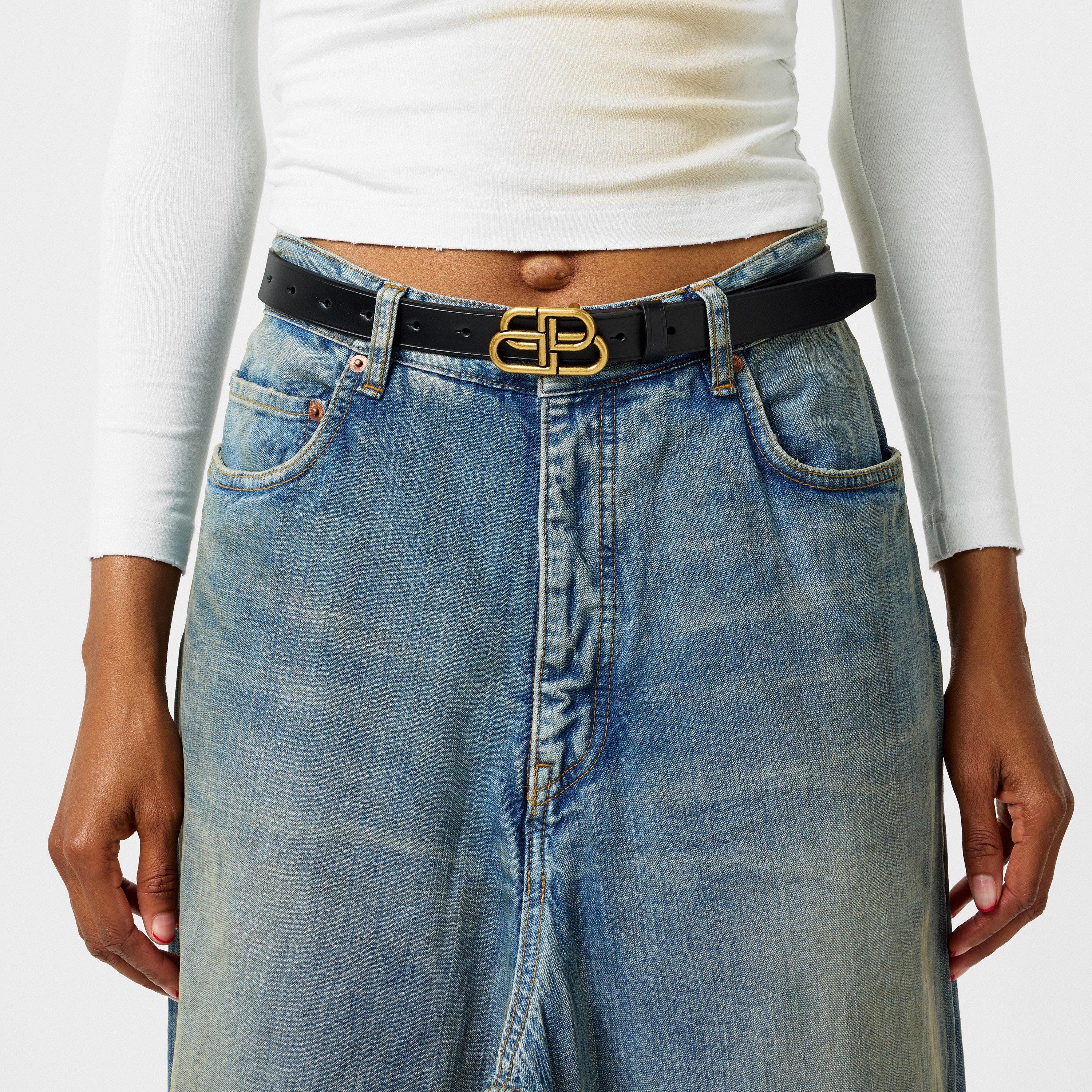 Black/Gold 1000 - Balenciaga - Bb Thin Belt - 2