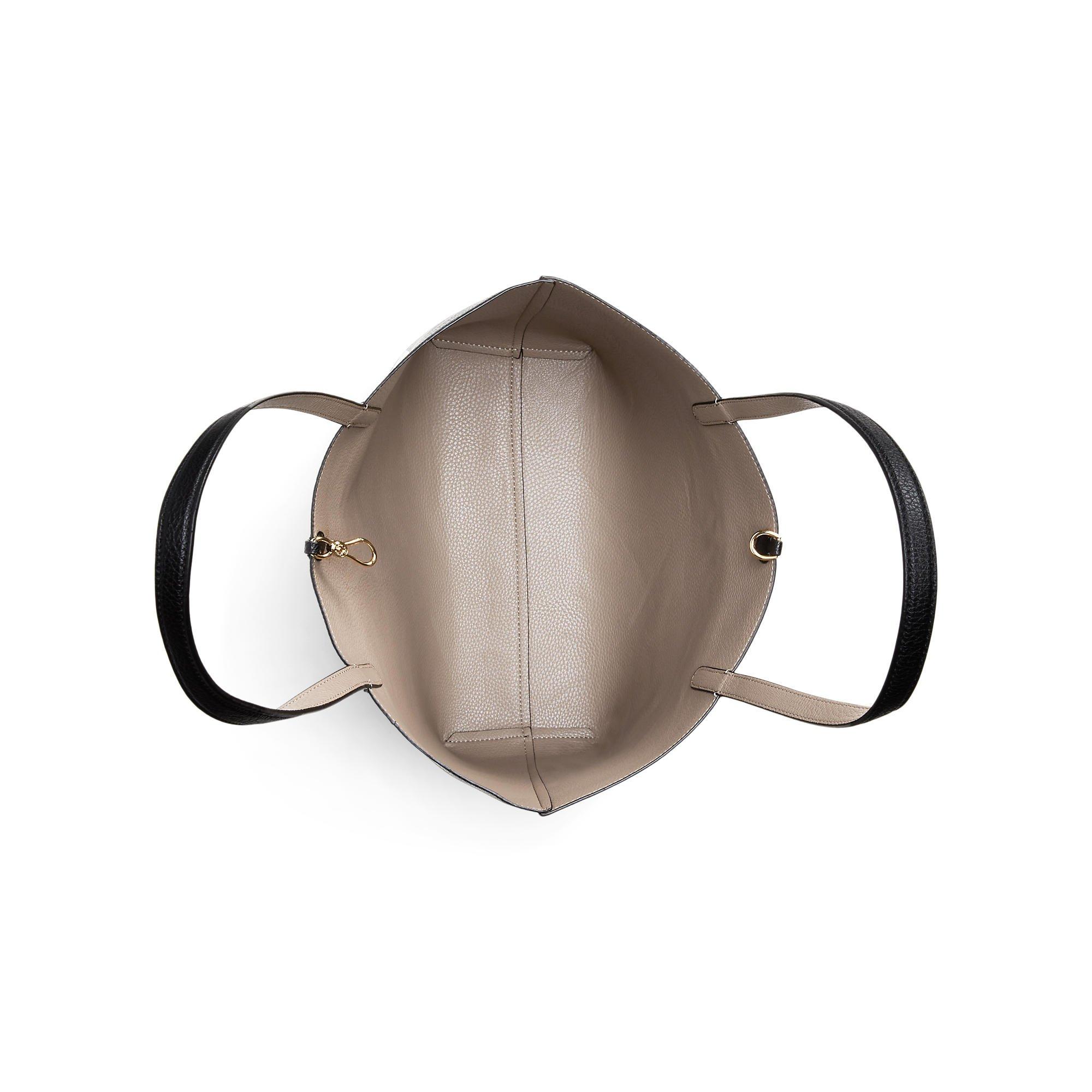 Black/Taupe - Lauren by Ralph Lauren - Women's Reversible Leather Tote Bag - 5