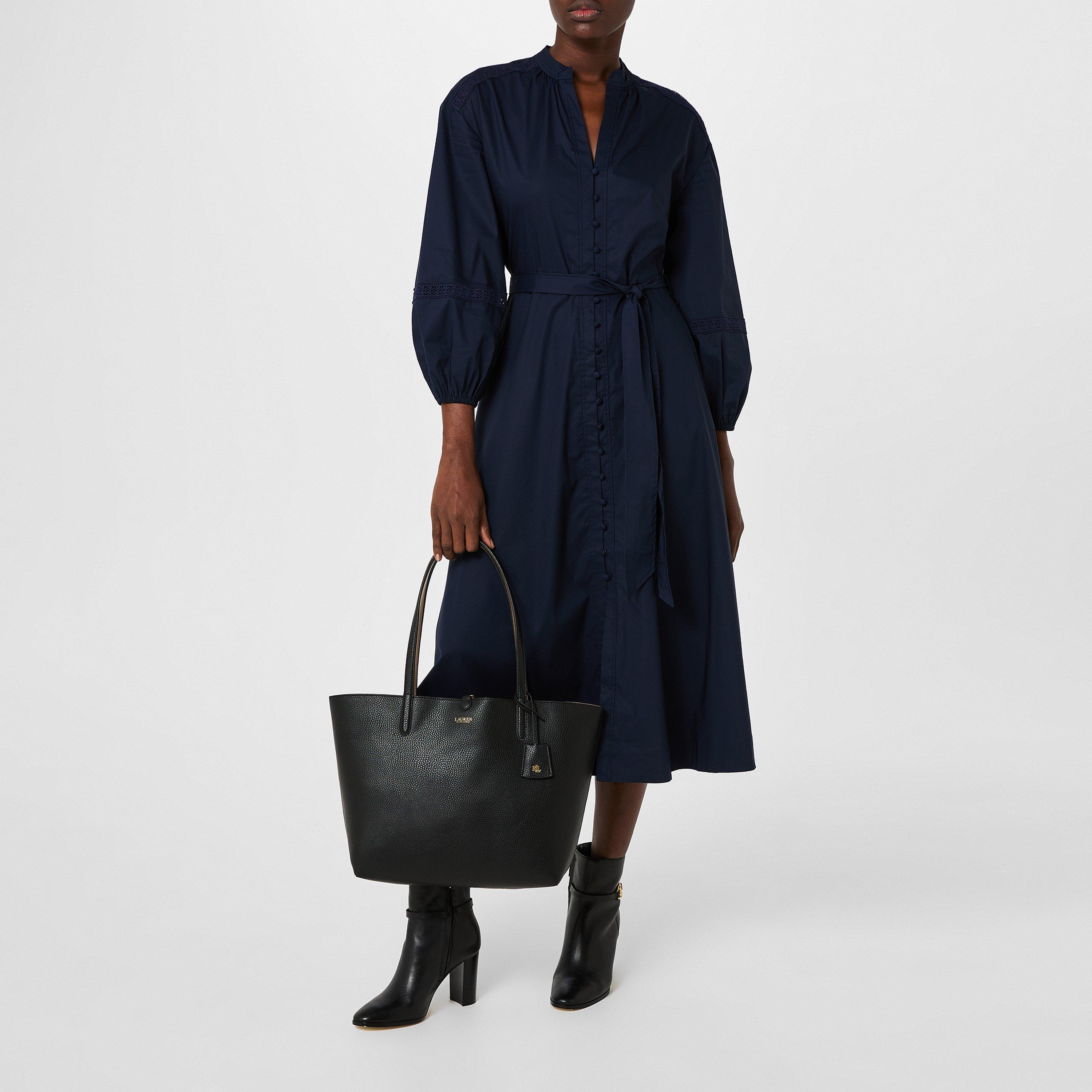 Black/Taupe - Lauren by Ralph Lauren - Women's Reversible Leather Tote Bag - 6