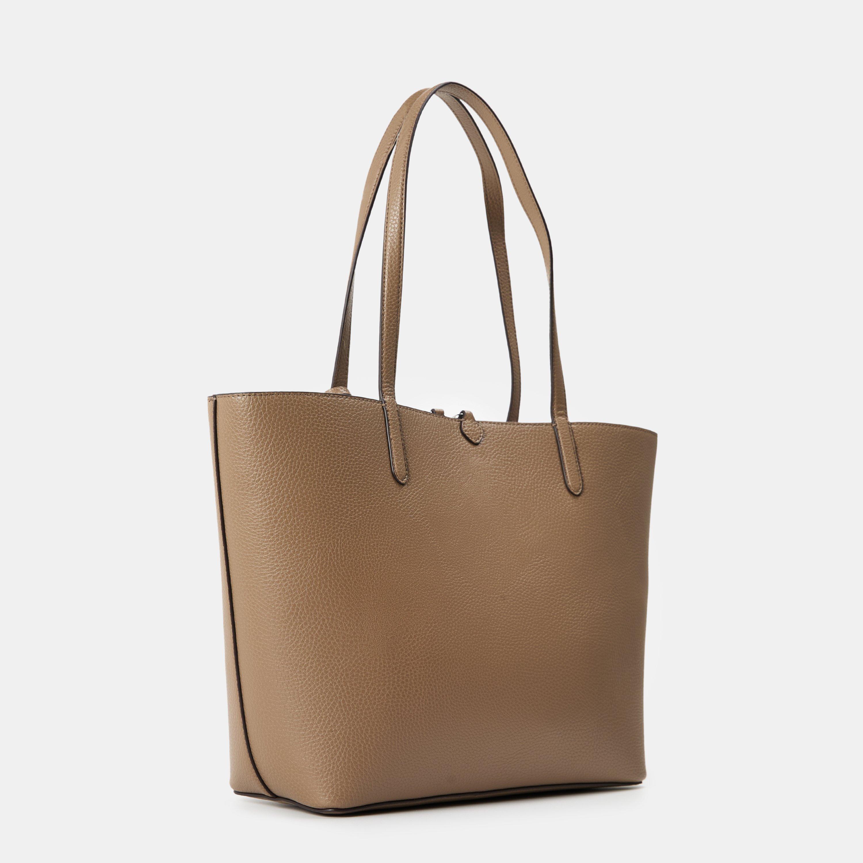 Taupe - Lauren by Ralph Lauren - Women's Reversible Leather Tote Bag - 2