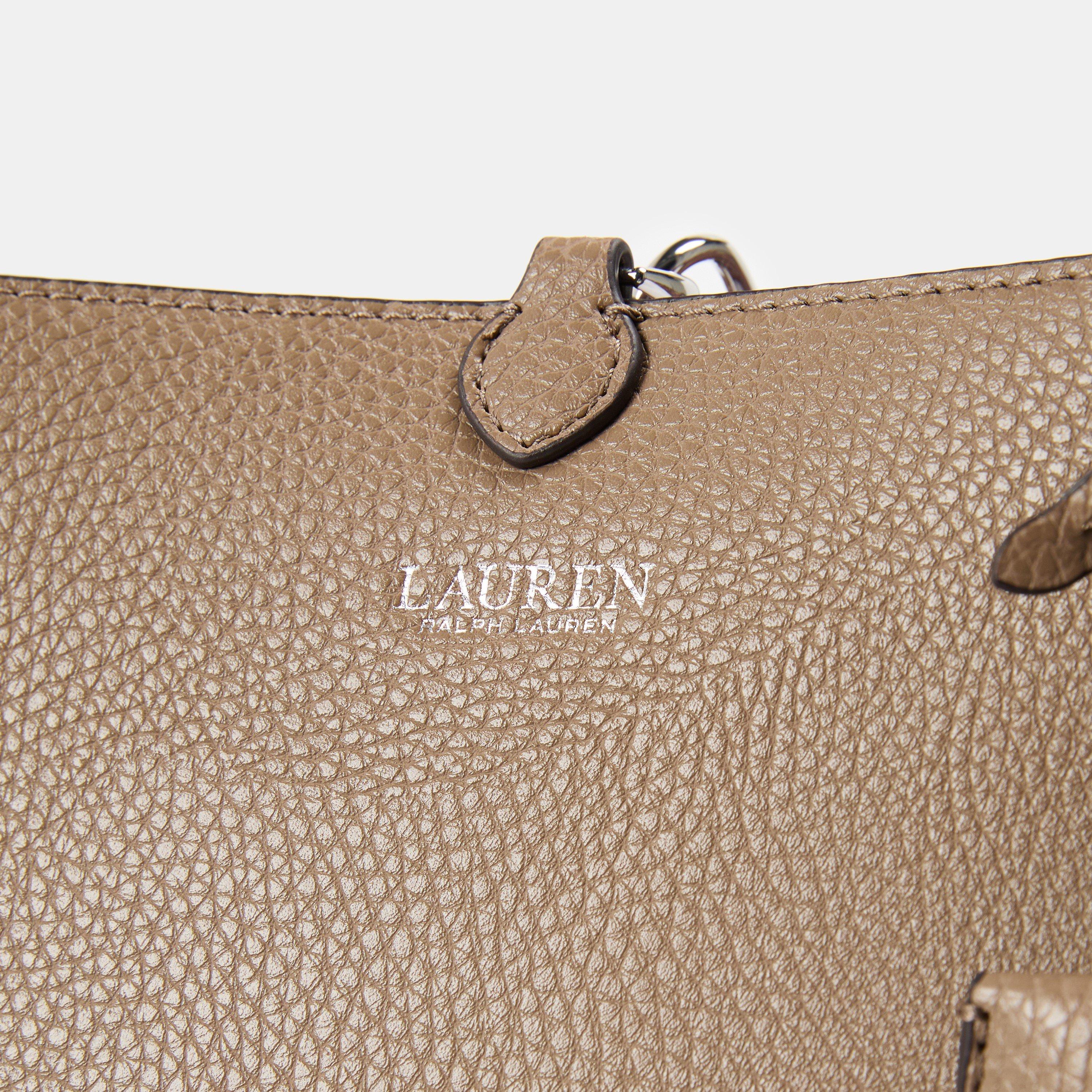 Taupe - Lauren by Ralph Lauren - Women's Reversible Leather Tote Bag - 4