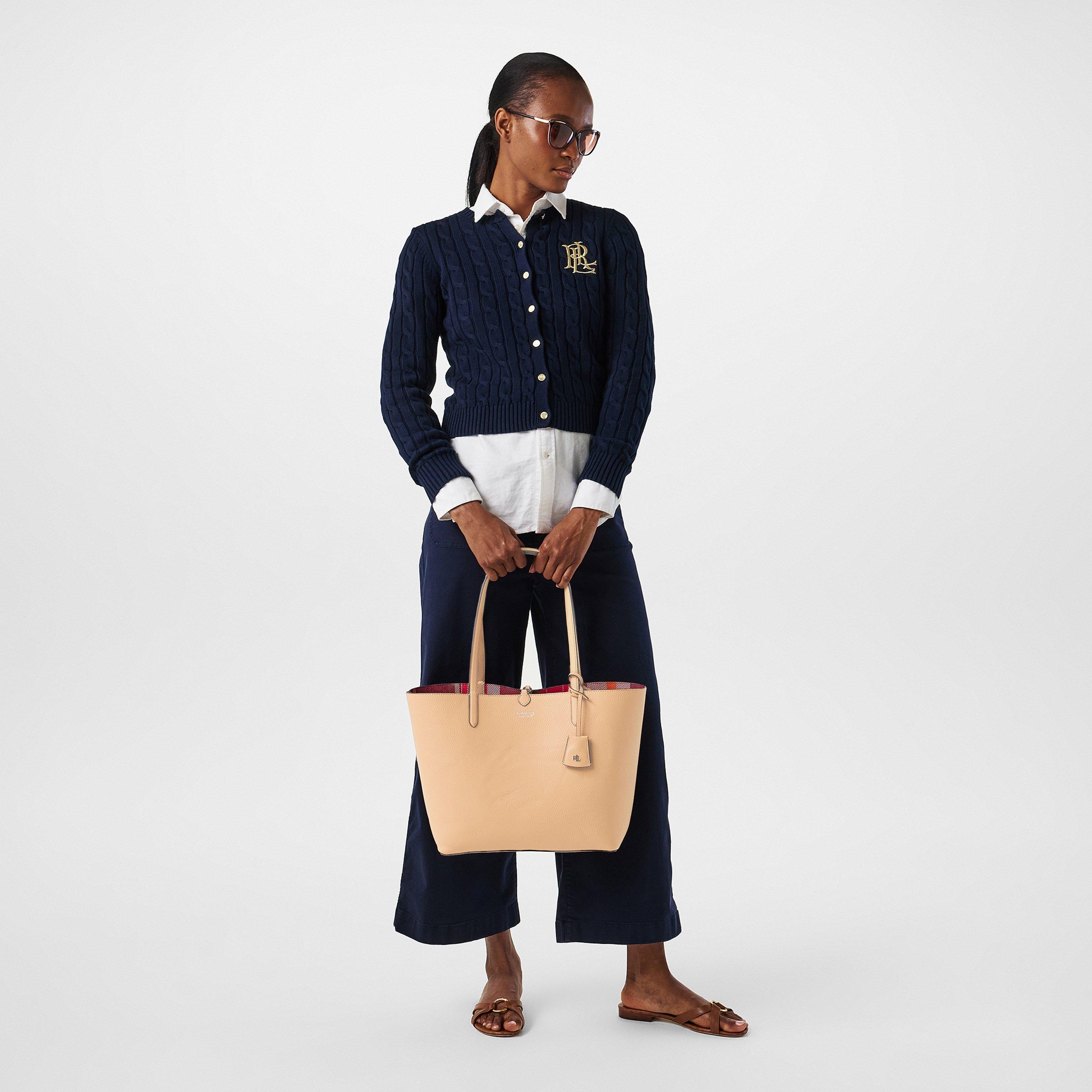 Sand/Sunset - Lauren by Ralph Lauren - Women's Reversible Leather Tote Bag - 6