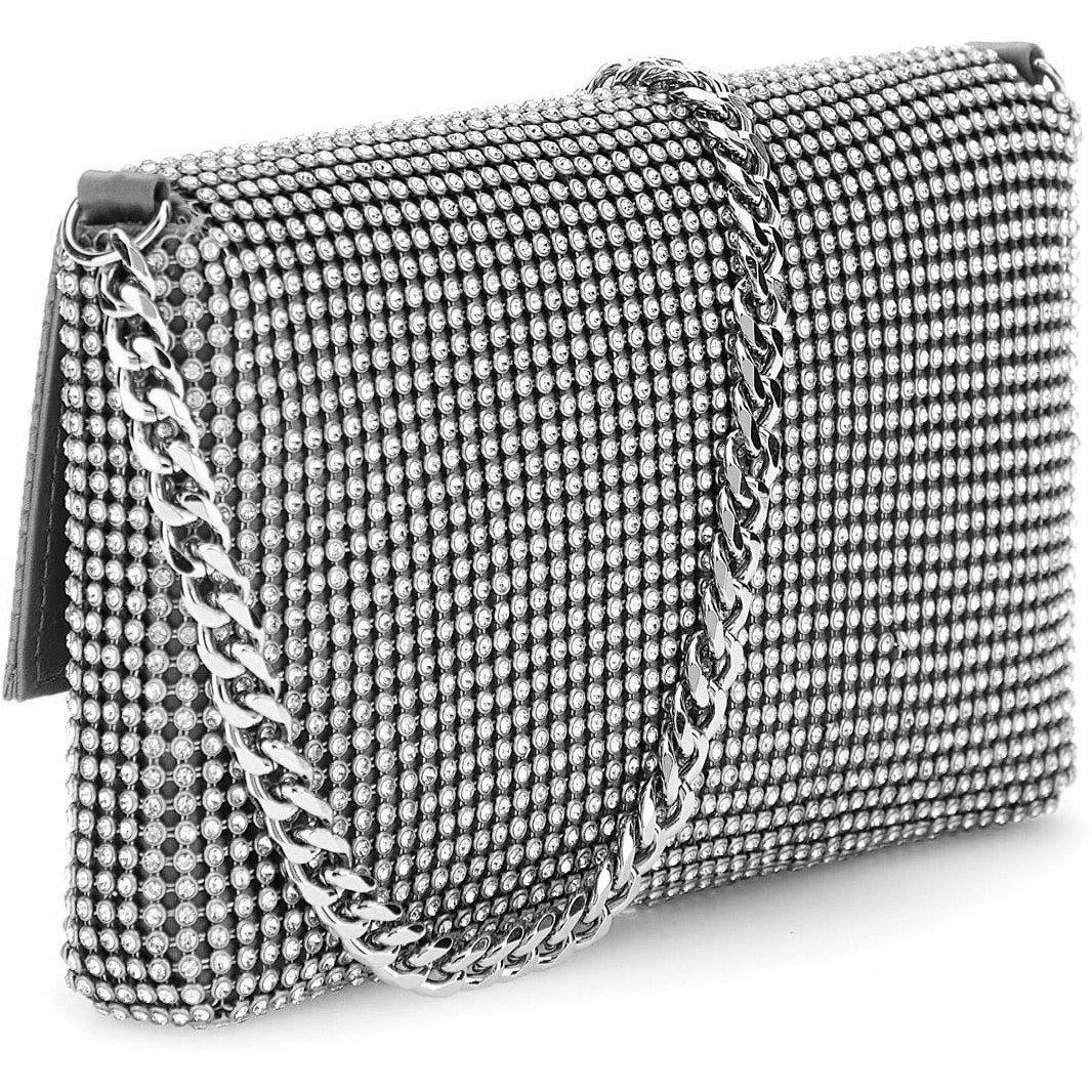 Diamante Flap Clutch Bag